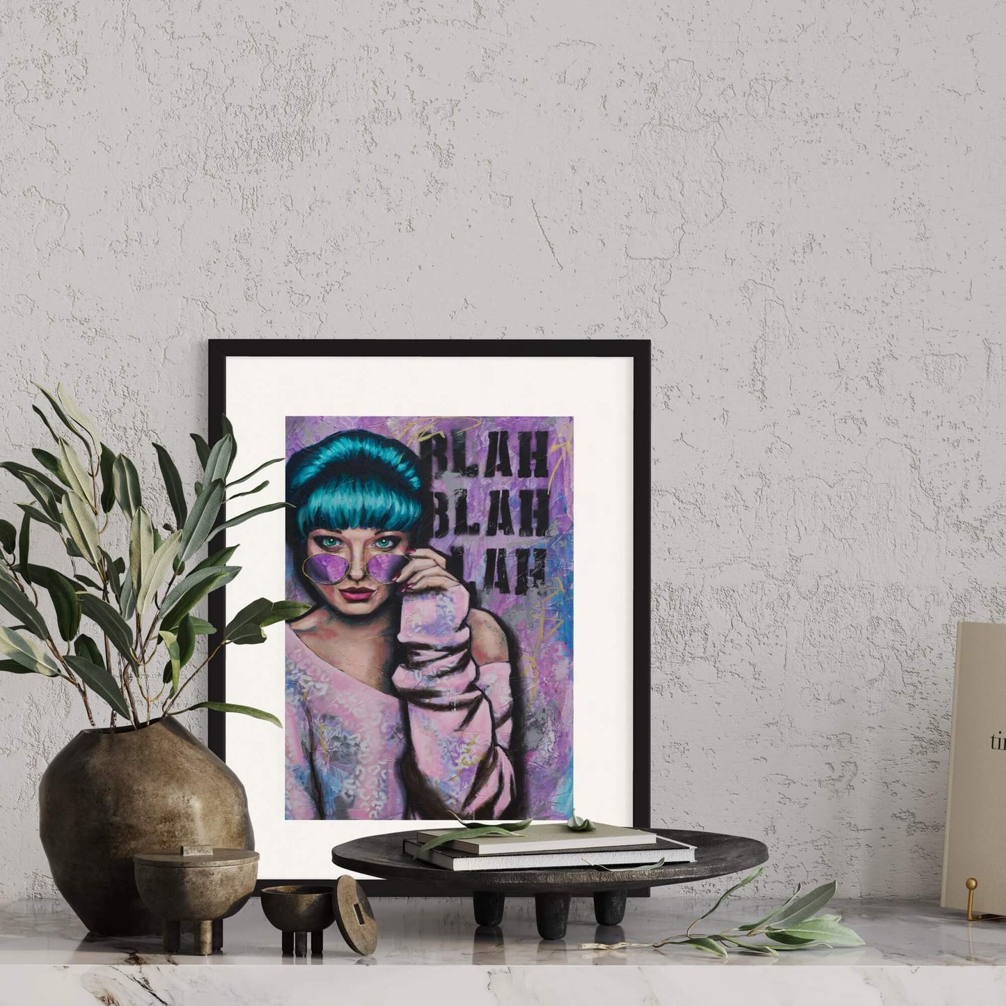 wall art australia, Canvas art prints, woman looking down over her sunglasses blah blah blah