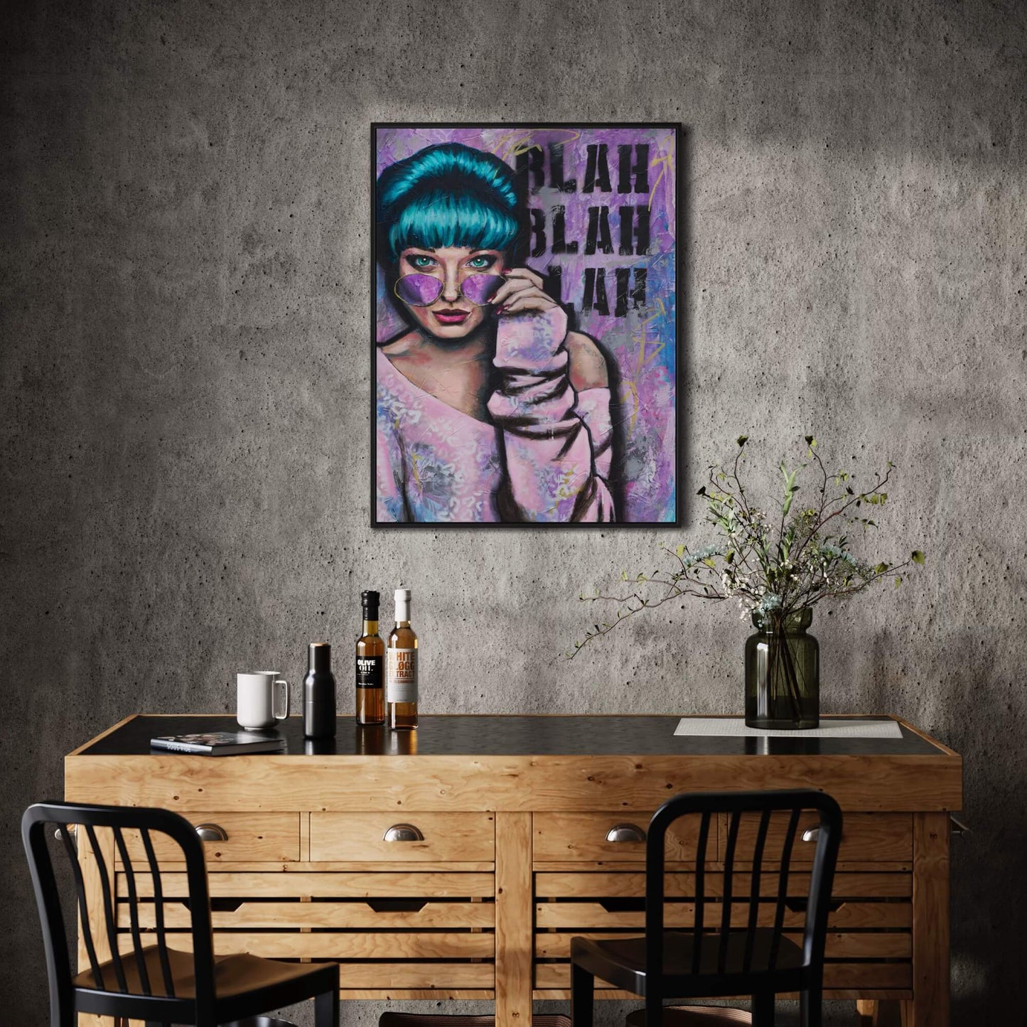wall art australia, Canvas art prints, woman looking down over her sunglasses blah blah blah