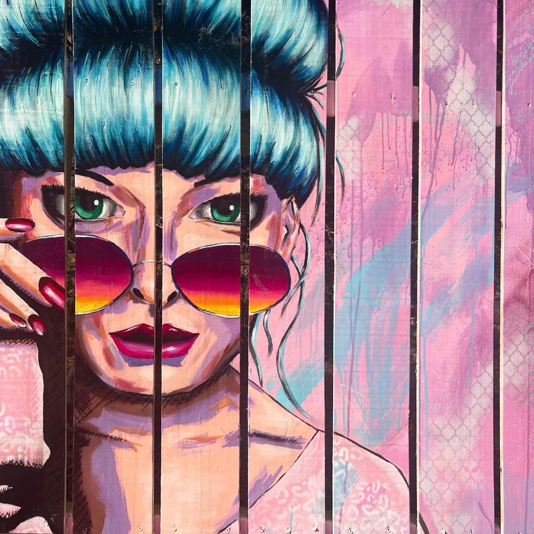 mural artist melbourne custom mural pink fence signage criss chaney