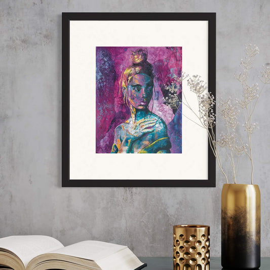 Wall Art Print 'Into the Void' Magenta & Blue-Green Wall Art Portrait of Woman art prints australia for sale