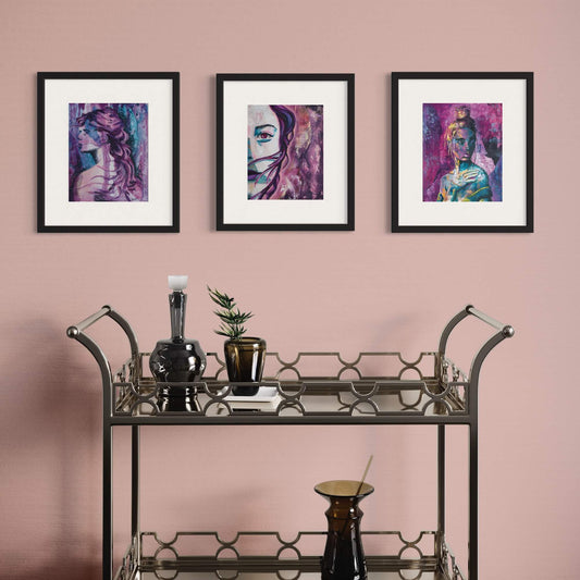 Wall art print Criss Chaney, Purple Urban Pop Art,  Contemporary Mixed Media Graffiti Style Fusion, Neo-Feminist Street Art