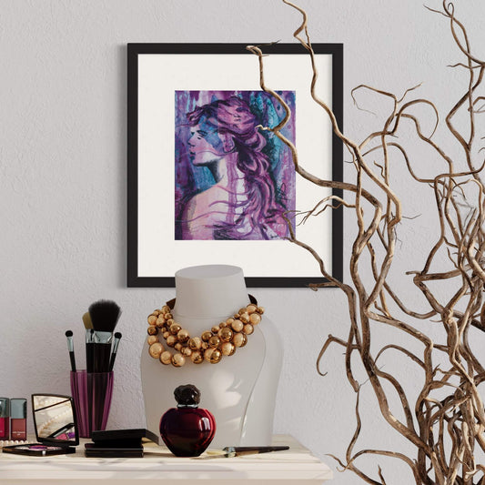 Wall art print Criss Chaney, Purple Urban Pop Art,  Contemporary Mixed Media Graffiti Style Fusion, Neo-Feminist Street Art