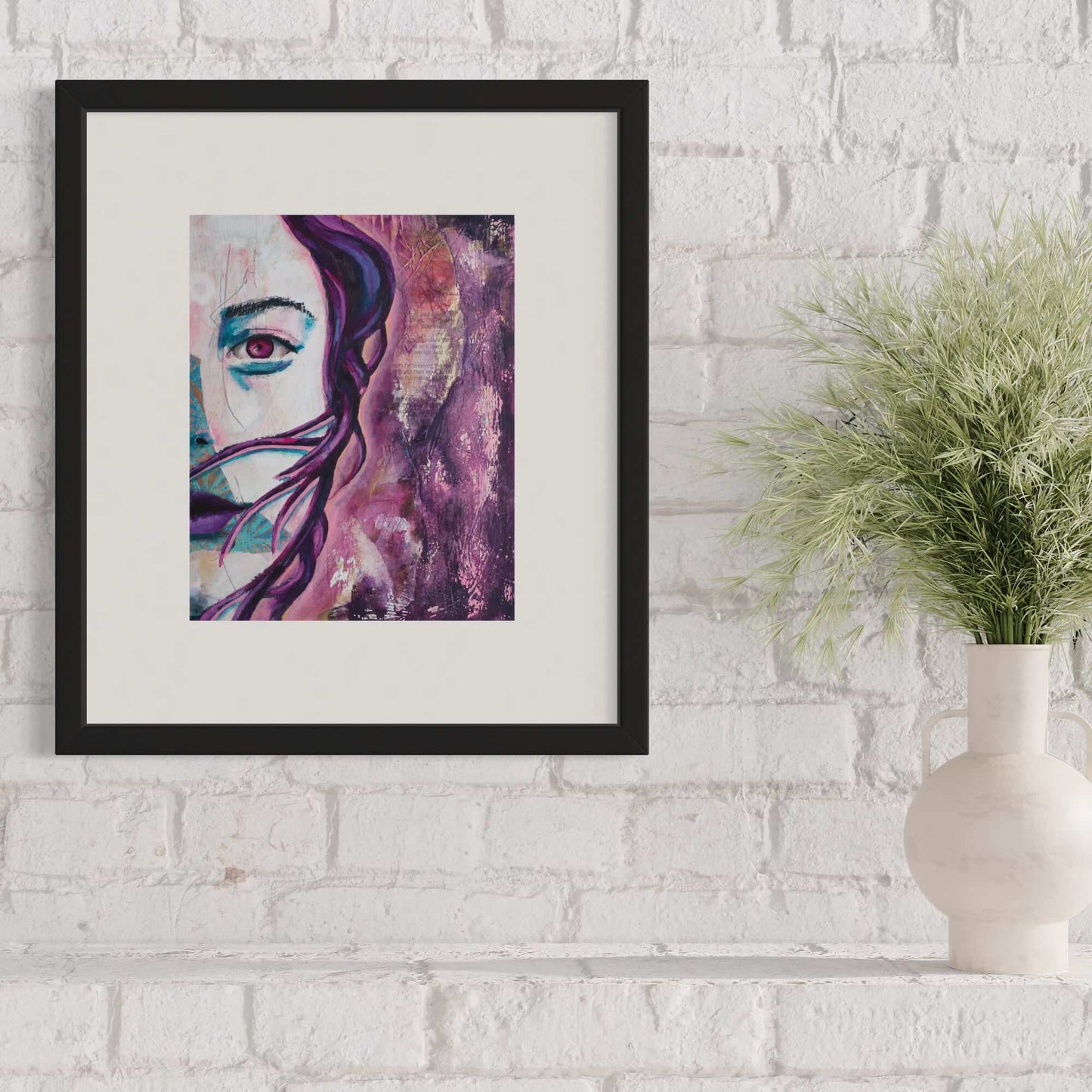 Wall art print Criss Chaney, Purple Urban Pop Art,  Contemporary Mixed Media Graffiti Style Fusion, Neo-Feminist Street Art