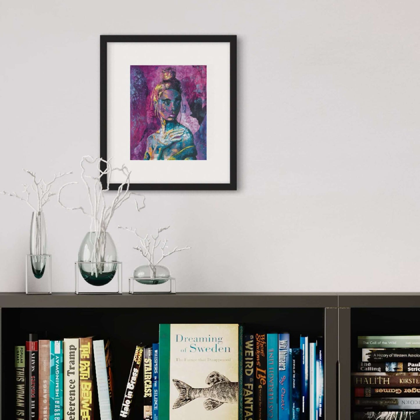 Wall Art Print 'Into the Void' Magenta & Blue-Green Wall Art Portrait of Woman art prints australia for sale