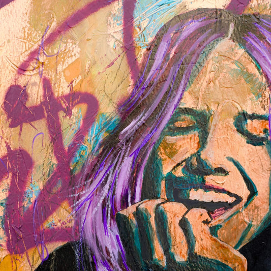 Criss Chaney, Gold Urban Pop Art,  Contemporary Mixed Media Graffiti Style Fusion, Neo-Feminist Street Art