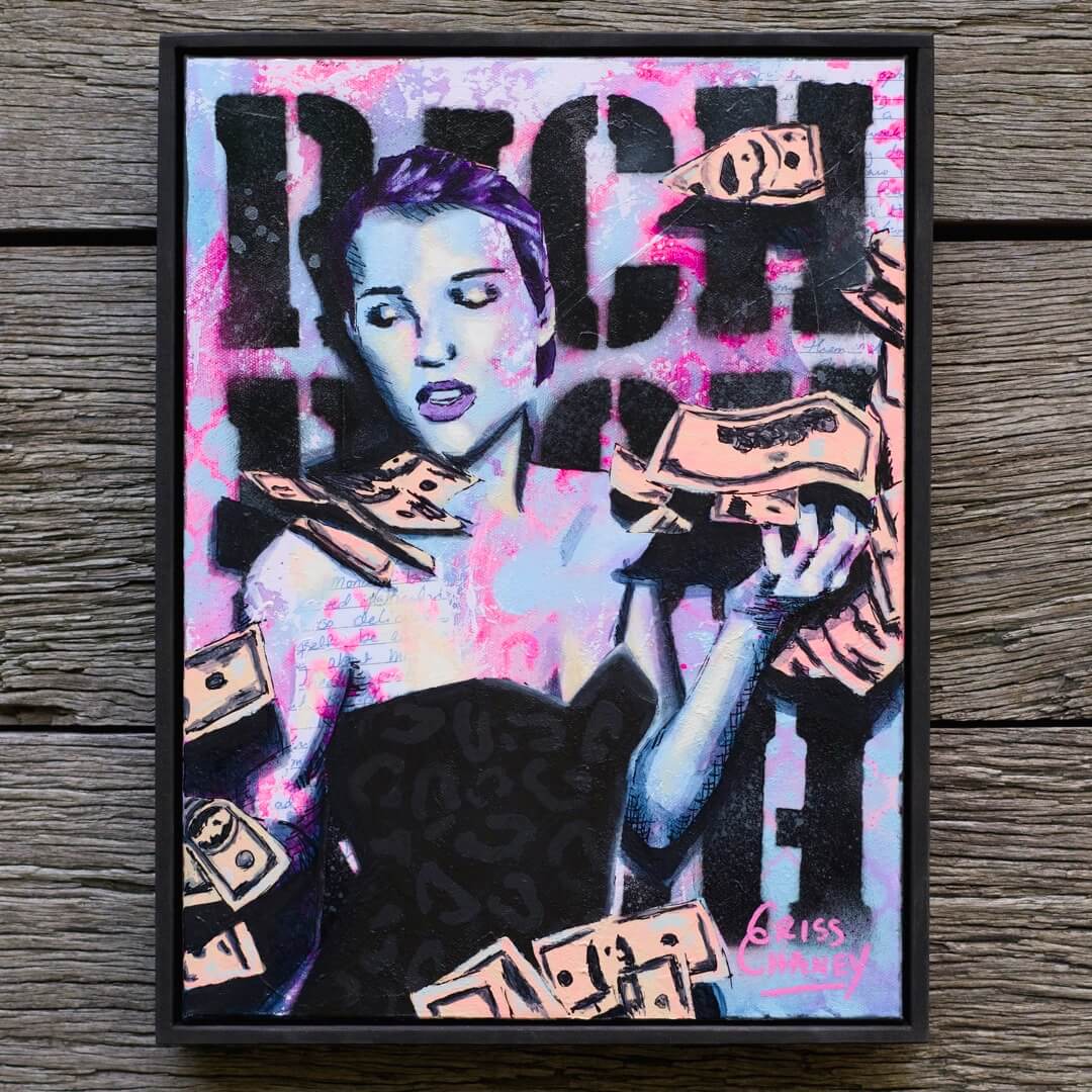 Criss Chaney, Urban Pop Art,  Contemporary Mixed Media Graffiti Style Fusion, Neo-Feminist Street Art