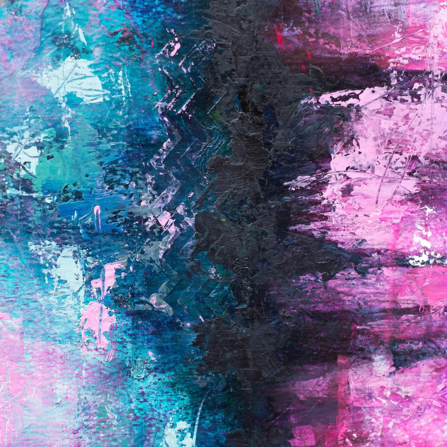 abstract painting for sale magenta, blue black, dark abstract painting