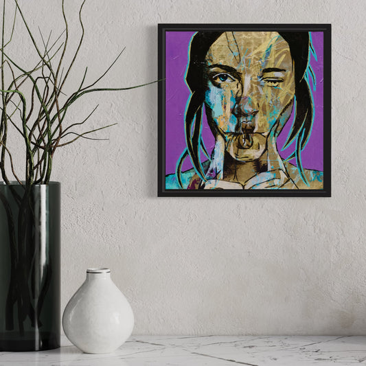 Criss Chaney, gold and purple, Urban Pop Art,  Contemporary Mixed Media Graffiti Style Fusion, Neo-Feminist Street Art