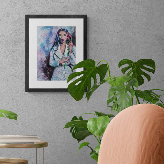 original painting for sale, angela sarafyan portrait, art wall painting of woman with flower