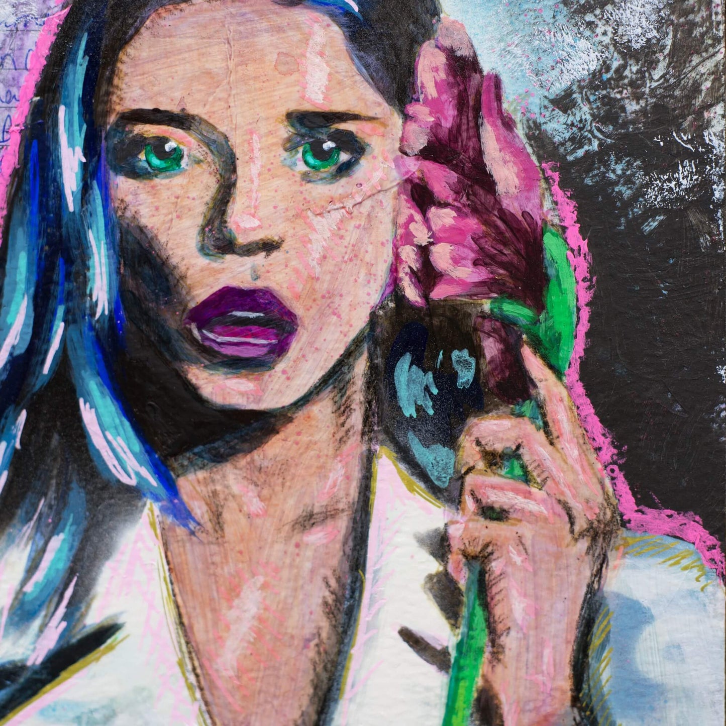 artwork for sale, angela sarafyan fan art, art wall painting of woman with flower