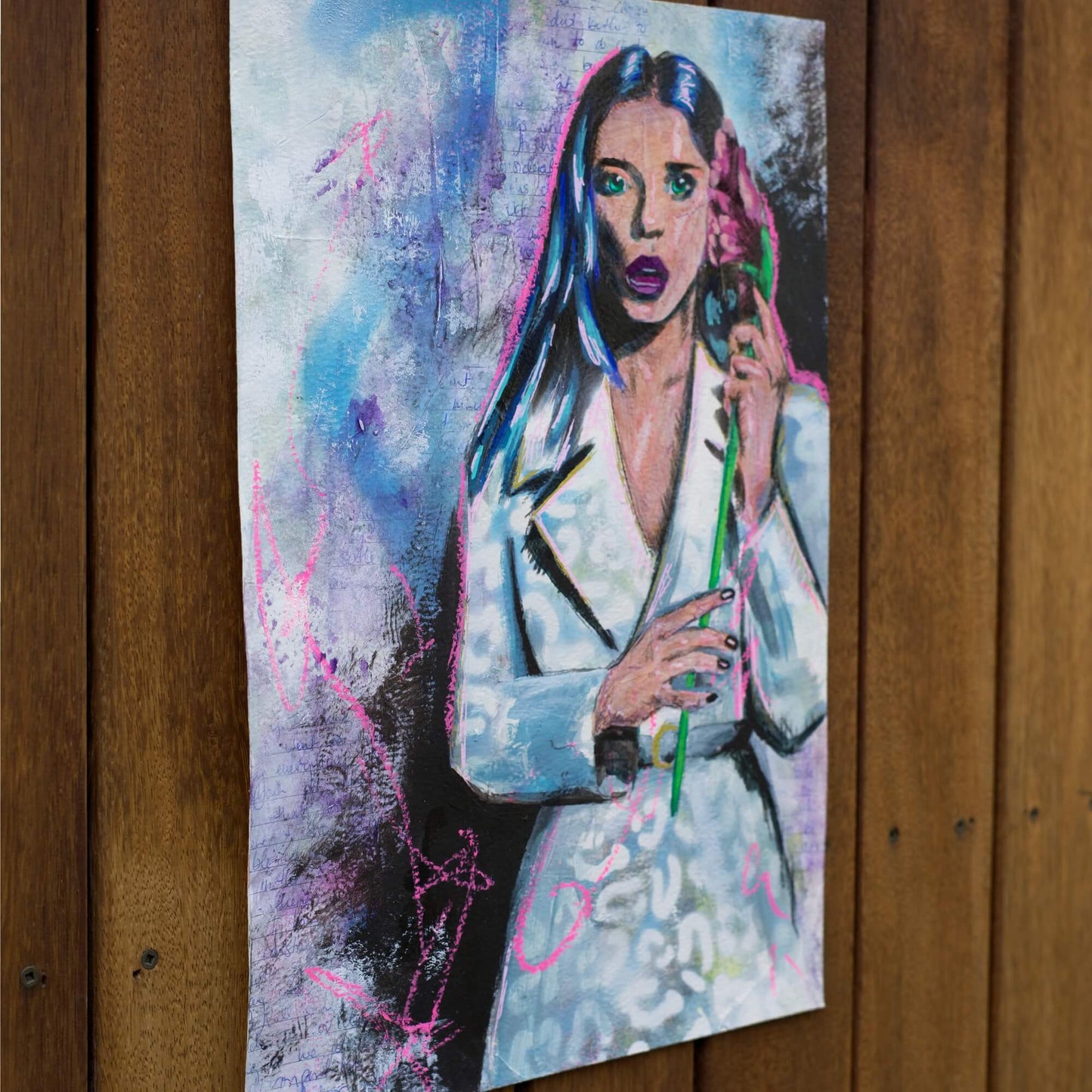 original painting for sale, angela sarafyan portrait, art wall painting of woman with flower