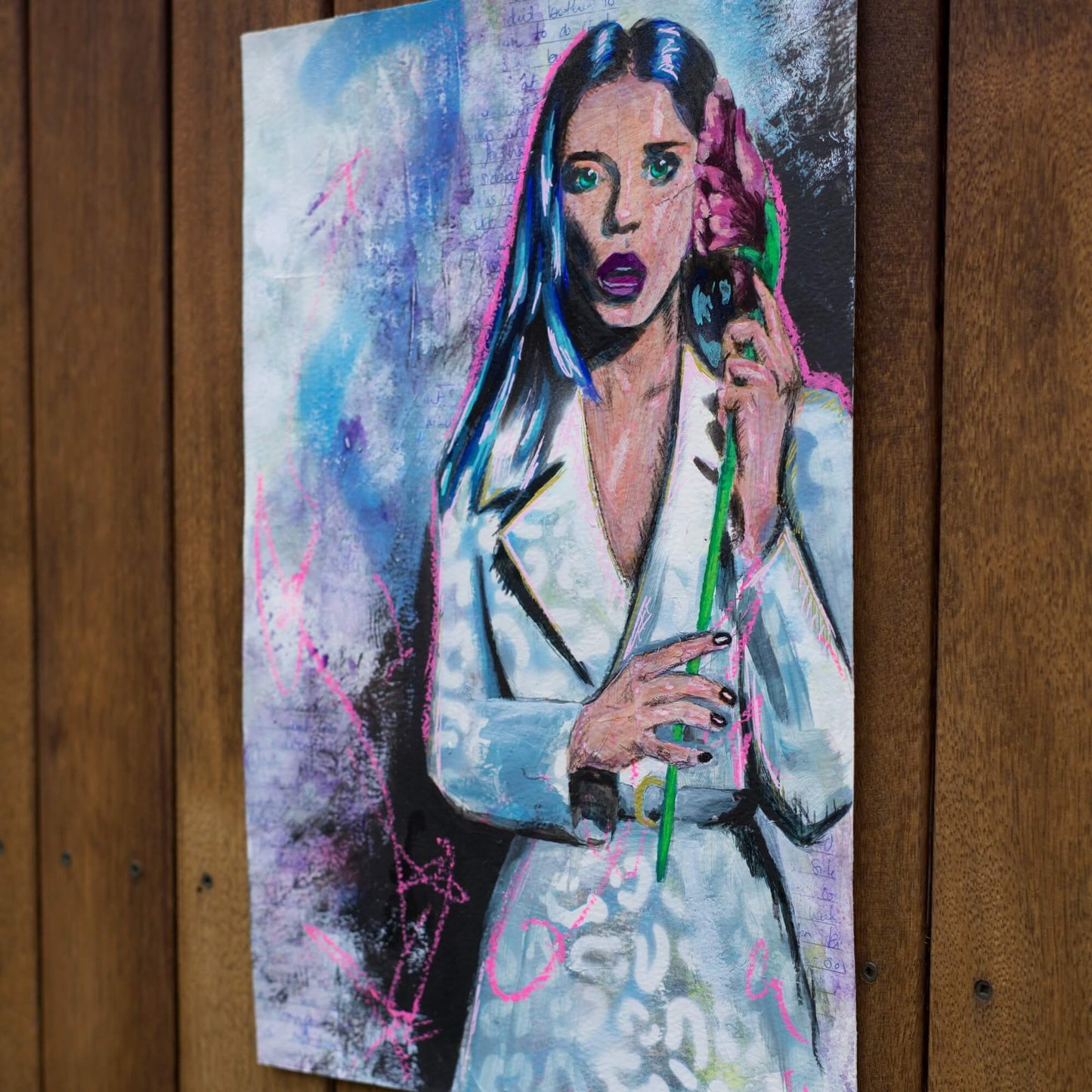 original painting for sale, angela sarafyan portrait, art wall painting of woman with flower