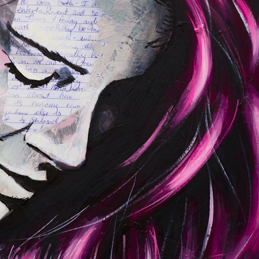 Criss Chaney, Red, Black Grey Magenta, pink, Urban Pop Art,  Contemporary Mixed Media Graffiti Style Fusion, Neo-Feminist Street Art