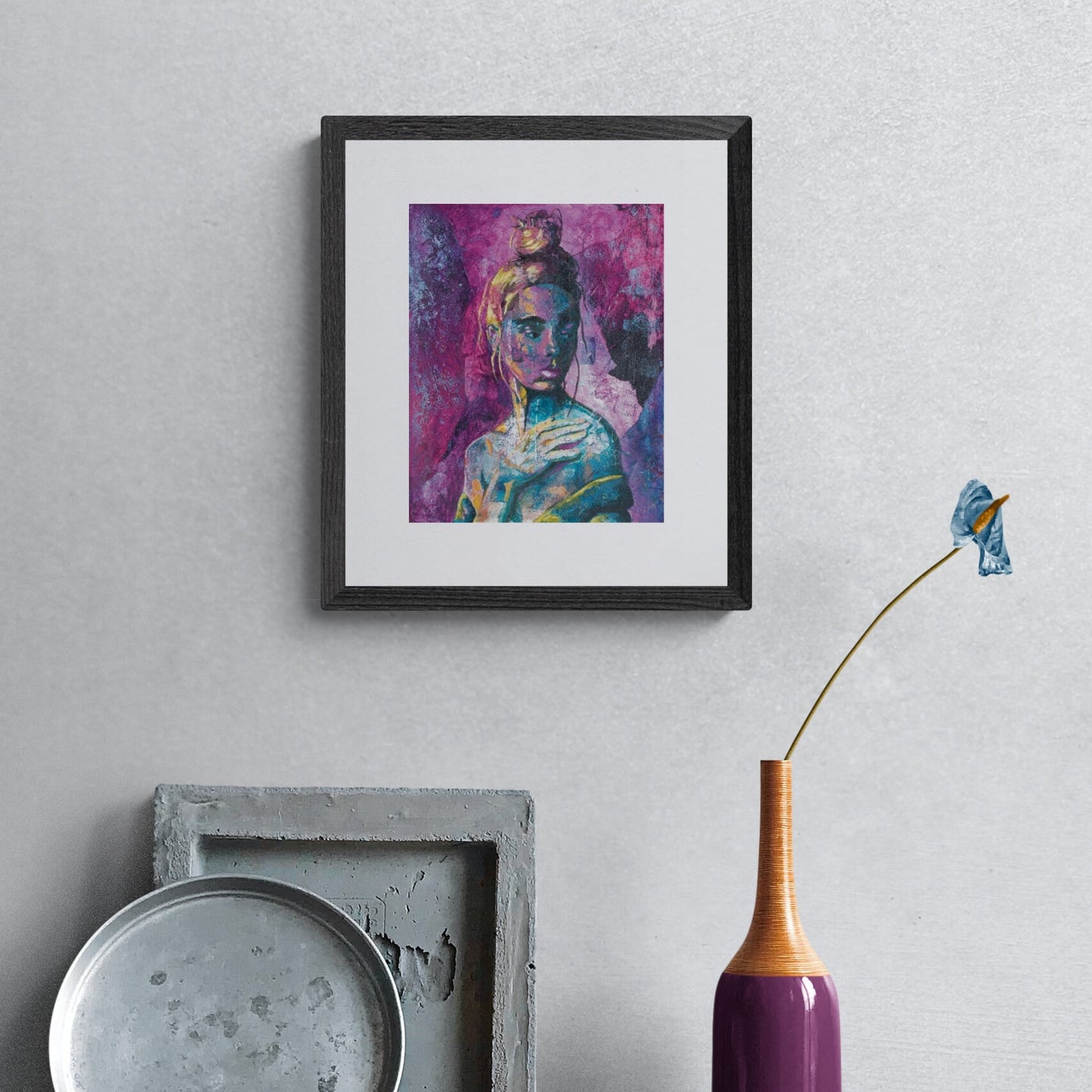 Wall Art Print 'Into the Void' Magenta & Blue-Green Wall Art Portrait of Woman art prints australia for sale