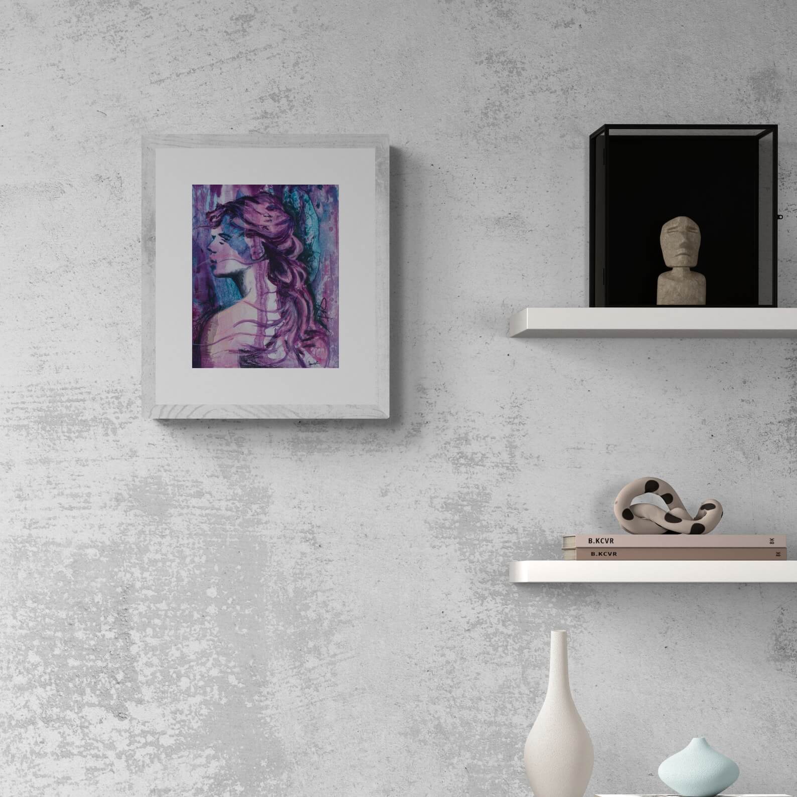Wall art print Criss Chaney, Purple Urban Pop Art,  Contemporary Mixed Media Graffiti Style Fusion, Neo-Feminist Street Art