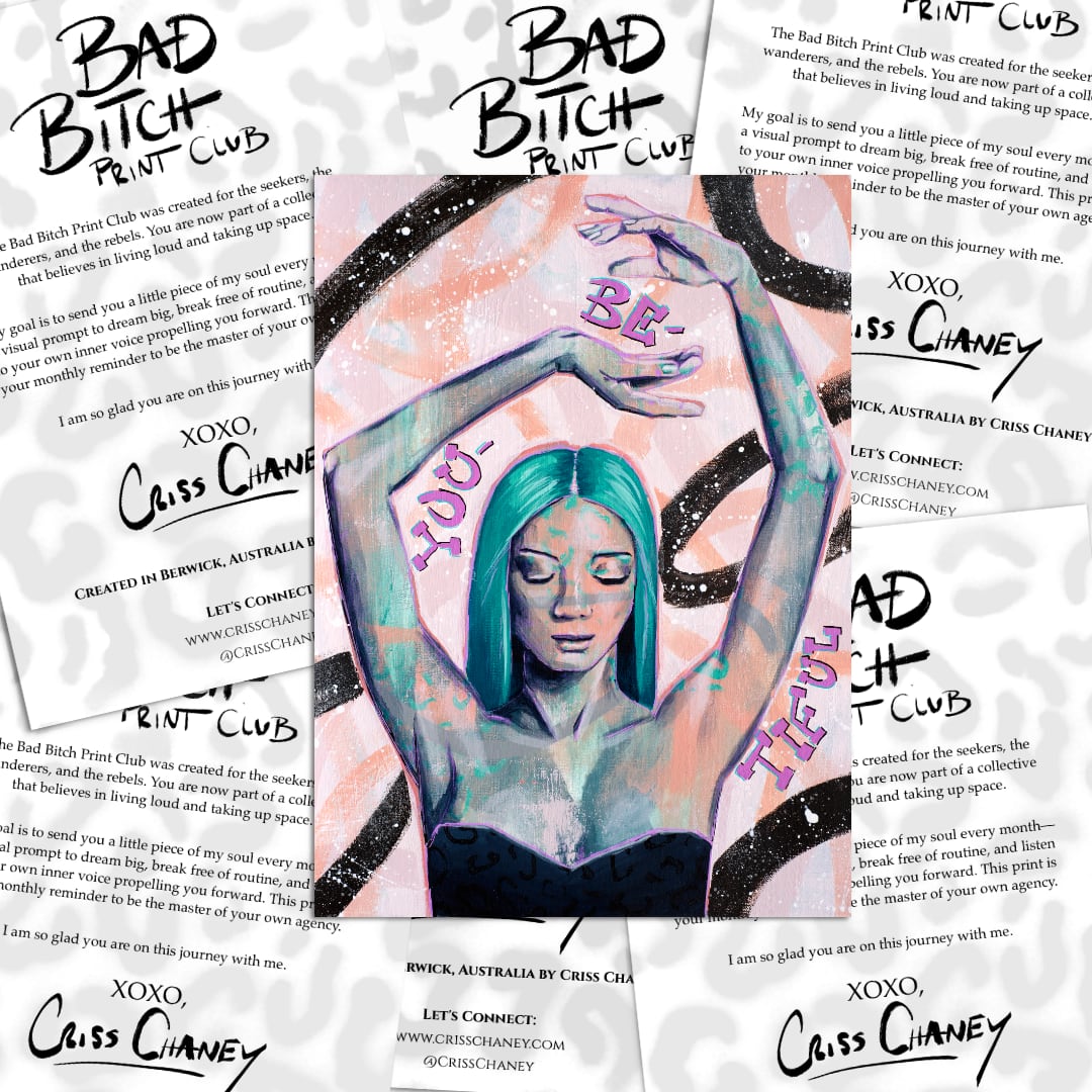 Urban pop portrait art print colourful feminist wall art by Criss Chaney