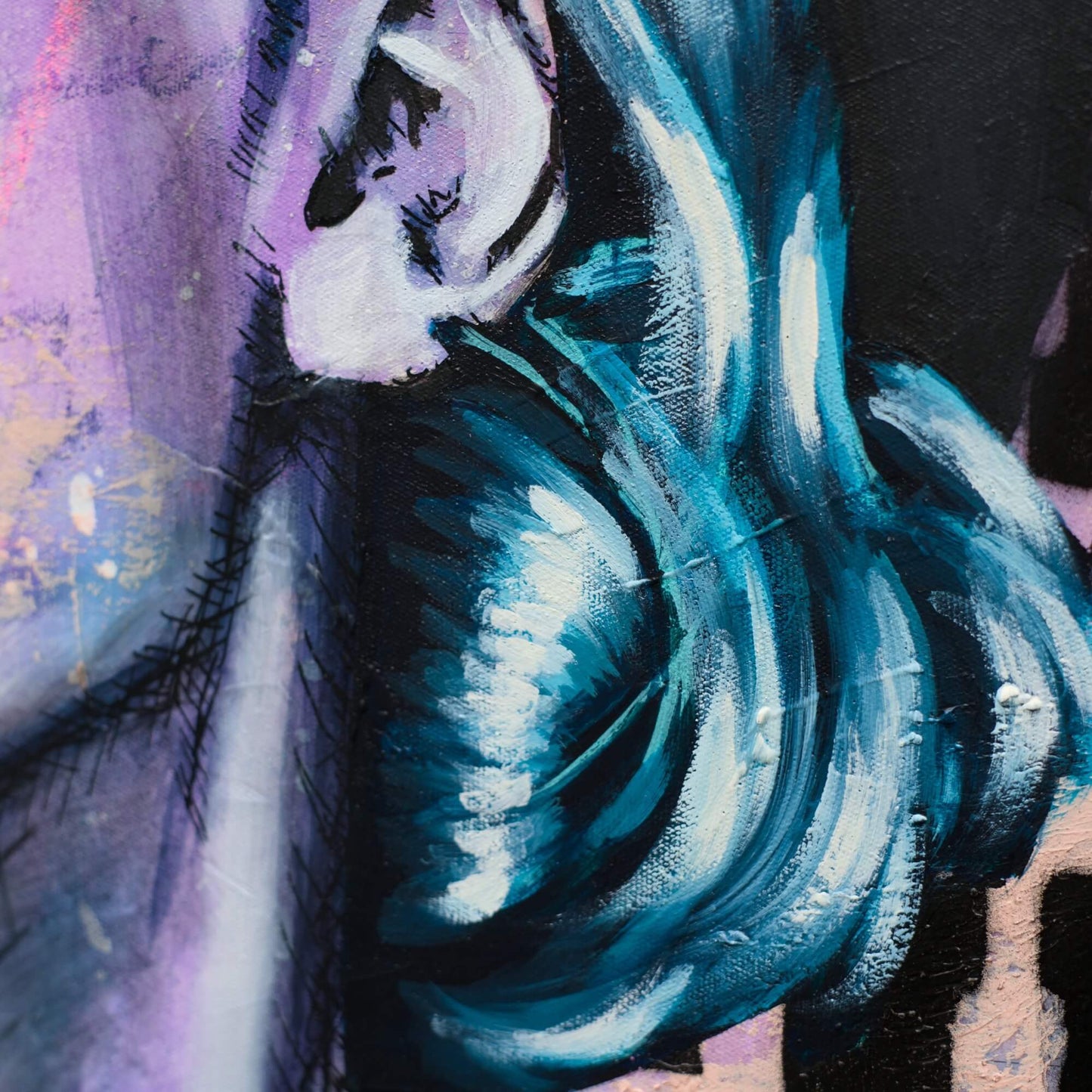Criss Chaney, Financial Feminist, Urban Pop Art,  Purple Contemporary Mixed Media Graffiti Style Fusion, Neo-Feminist Street Art