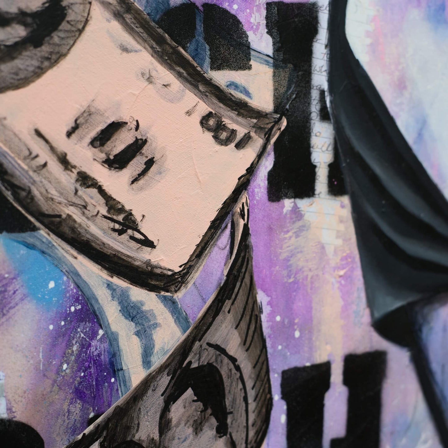 Criss Chaney, Financial Feminist, Urban Pop Art,  Purple Contemporary Mixed Media Graffiti Style Fusion, Neo-Feminist Street Art