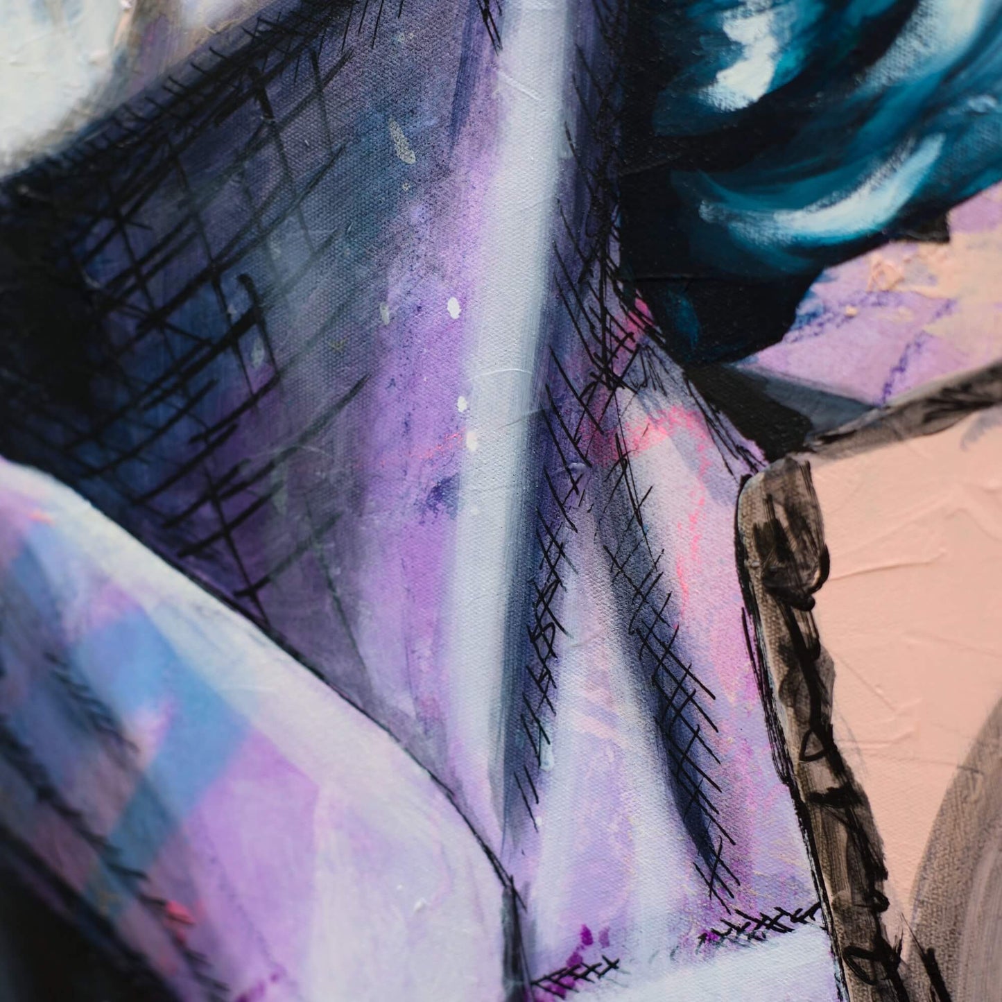 Criss Chaney, Financial Feminist, Urban Pop Art,  Purple Contemporary Mixed Media Graffiti Style Fusion, Neo-Feminist Street Art