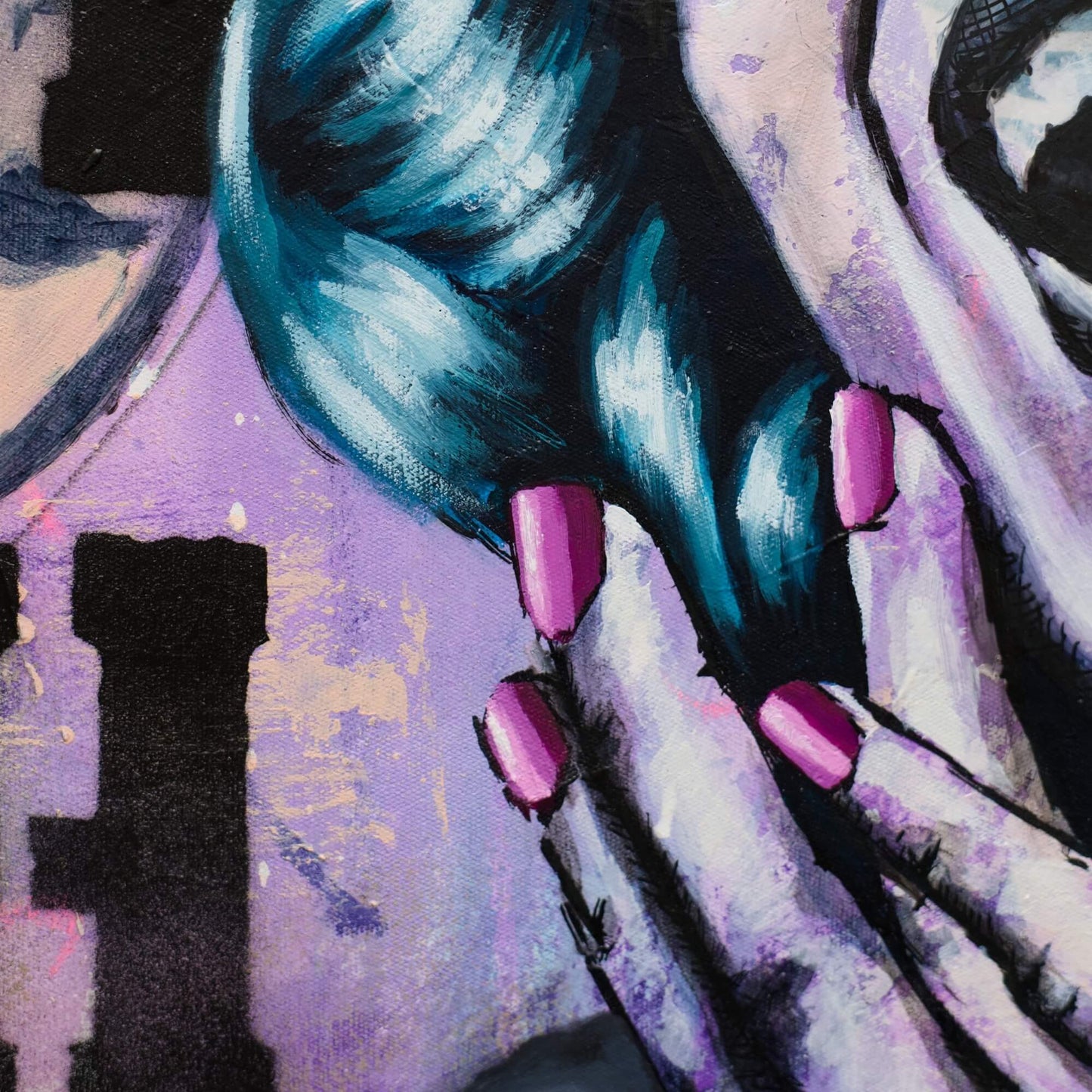 Criss Chaney, Financial Feminist, Urban Pop Art,  Purple Contemporary Mixed Media Graffiti Style Fusion, Neo-Feminist Street Art