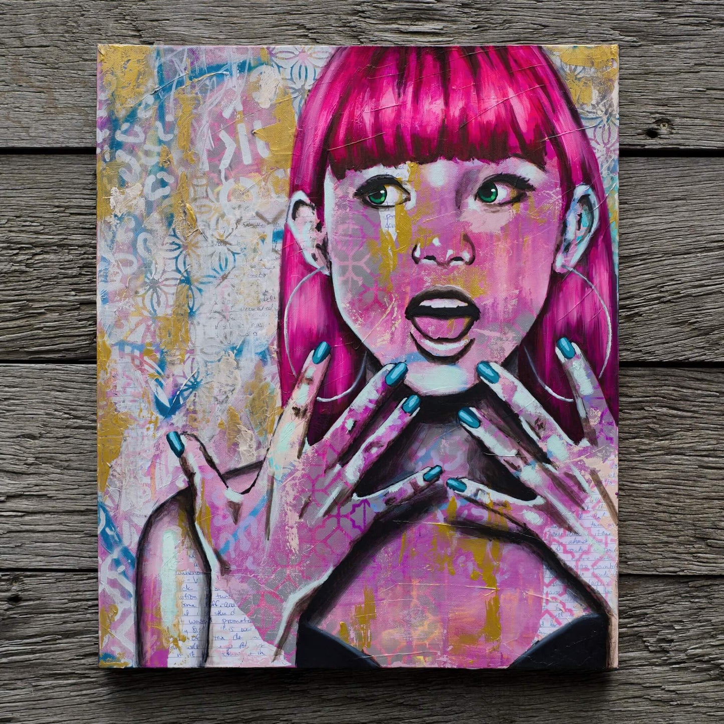 Abstract Art Paintings of Bold Women Mixed Media Street Art For Sale in Melbourne