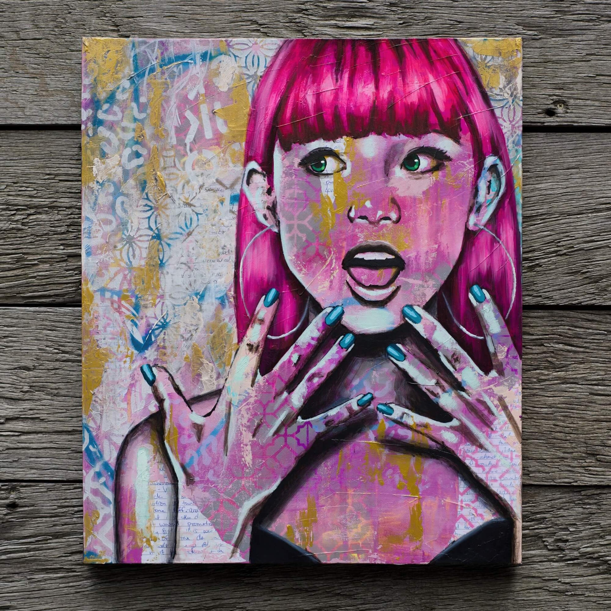 Abstract Art Paintings of Bold Women Mixed Media Street Art For Sale in Melbourne