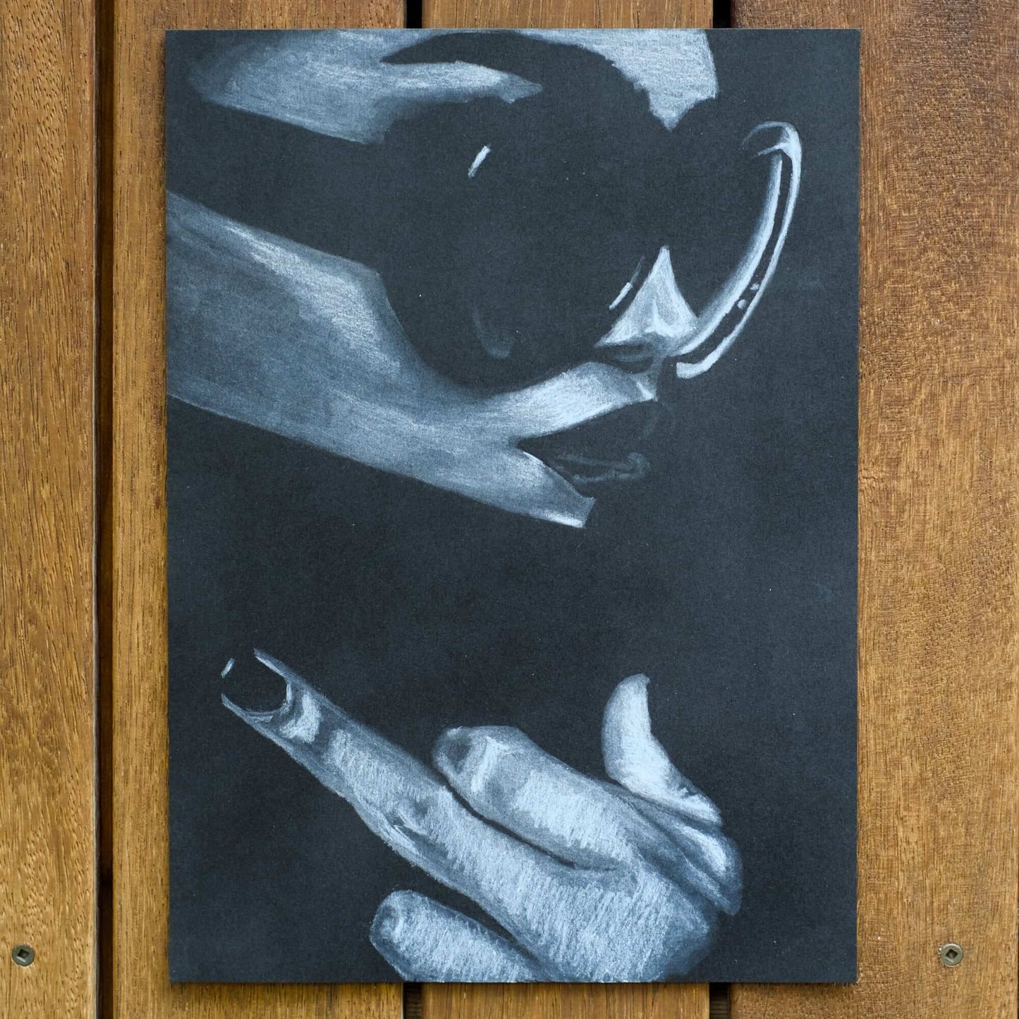 Criss Chaney, Black and white drawing of a woman flipping the bird Urban Pop Art,  Contemporary Mixed Media Graffiti Style Fusion, Neo-Feminist Street Art