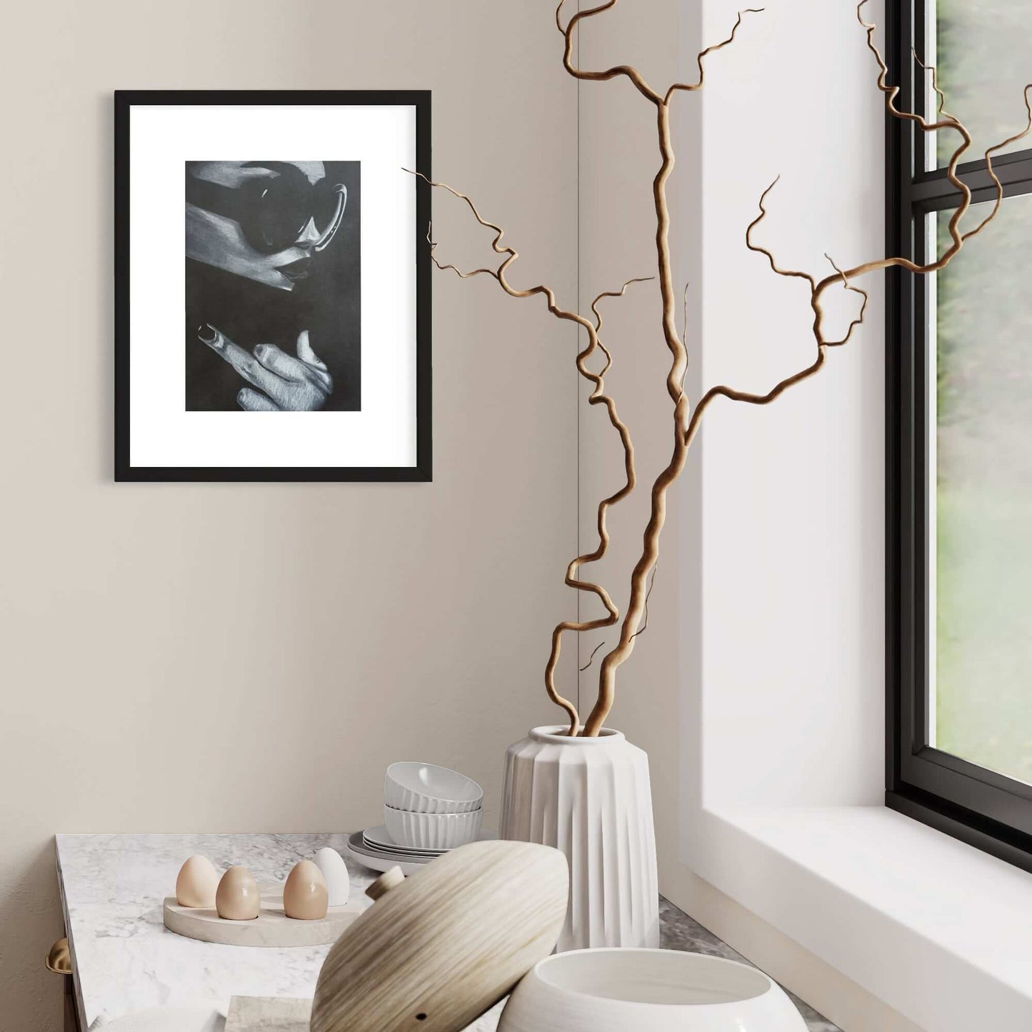 black and white drawing of a woman flipping the bird Criss Chaney, Urban Pop Art,  Contemporary Mixed Media Graffiti Style Fusion, Neo-Feminist Street Art