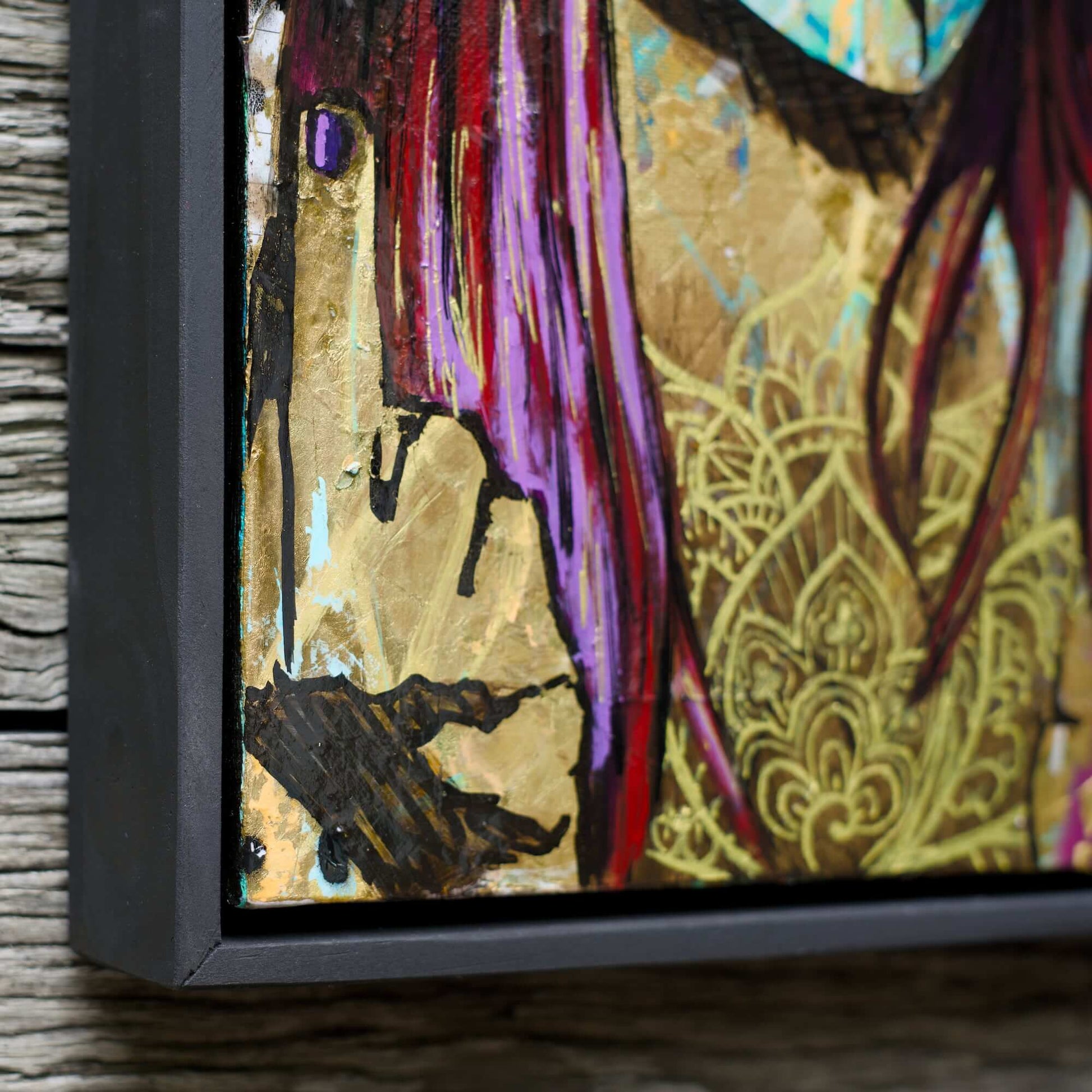 Criss Chaney, Urban Pop Art,  Contemporary Mixed Media Graffiti Style Fusion, Neo-Feminist Street Art, gold leopard print