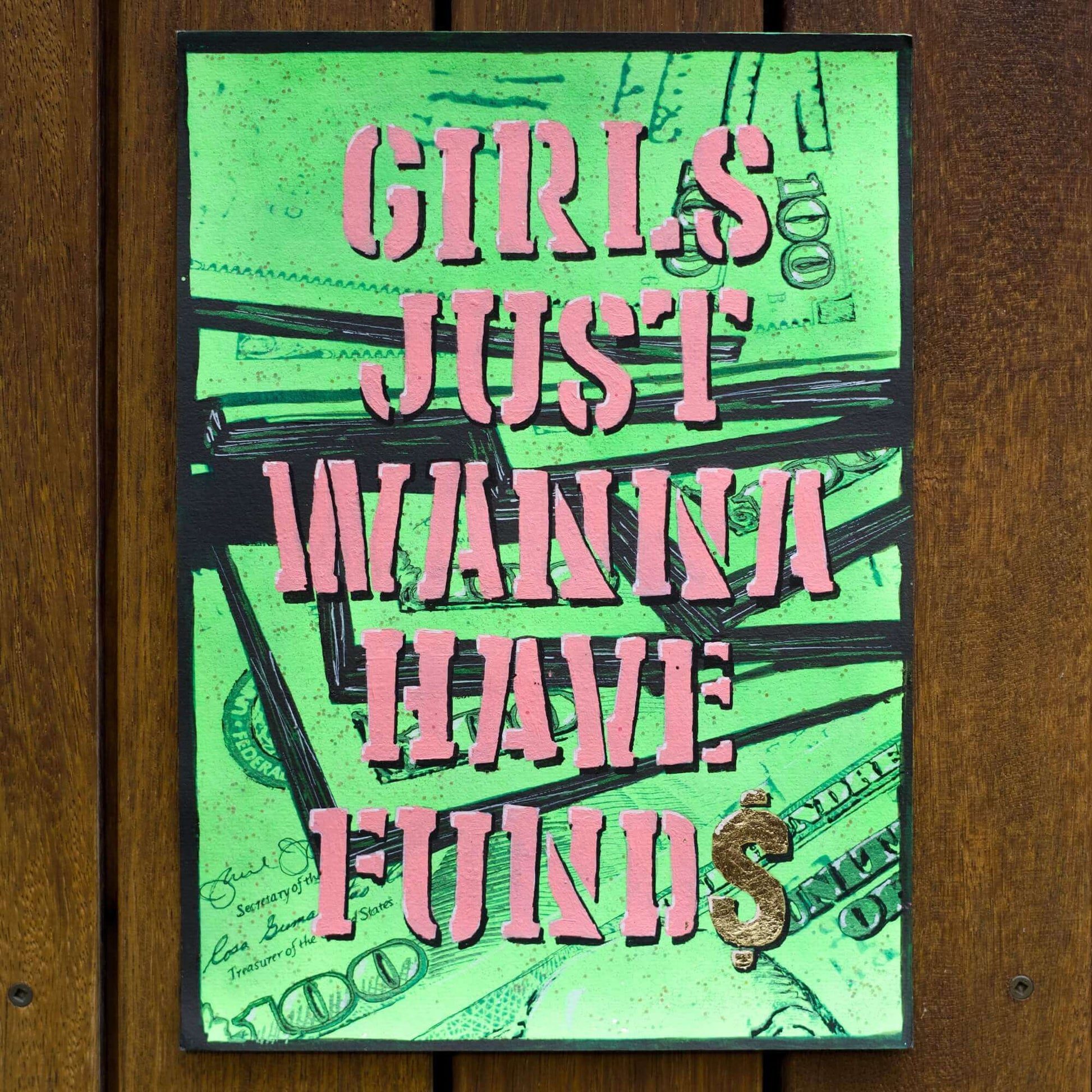 Criss Chaney, Urban Pop Art,  Contemporary Mixed Media Graffiti Style Fusion, Financial-Feminist Stencil Art