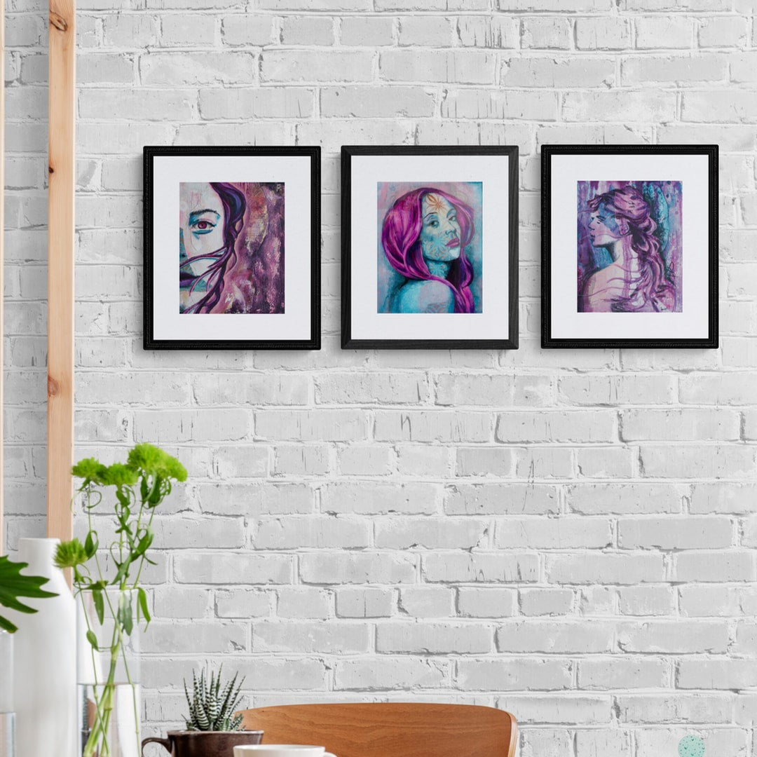 Wall art print Criss Chaney, Purple Urban Pop Art,  Contemporary Mixed Media Graffiti Style Fusion, Neo-Feminist Street Art