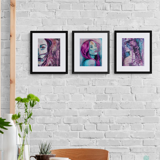 Wall art print Criss Chaney, Purple Urban Pop Art,  Contemporary Mixed Media Graffiti Style Fusion, Neo-Feminist Street Art