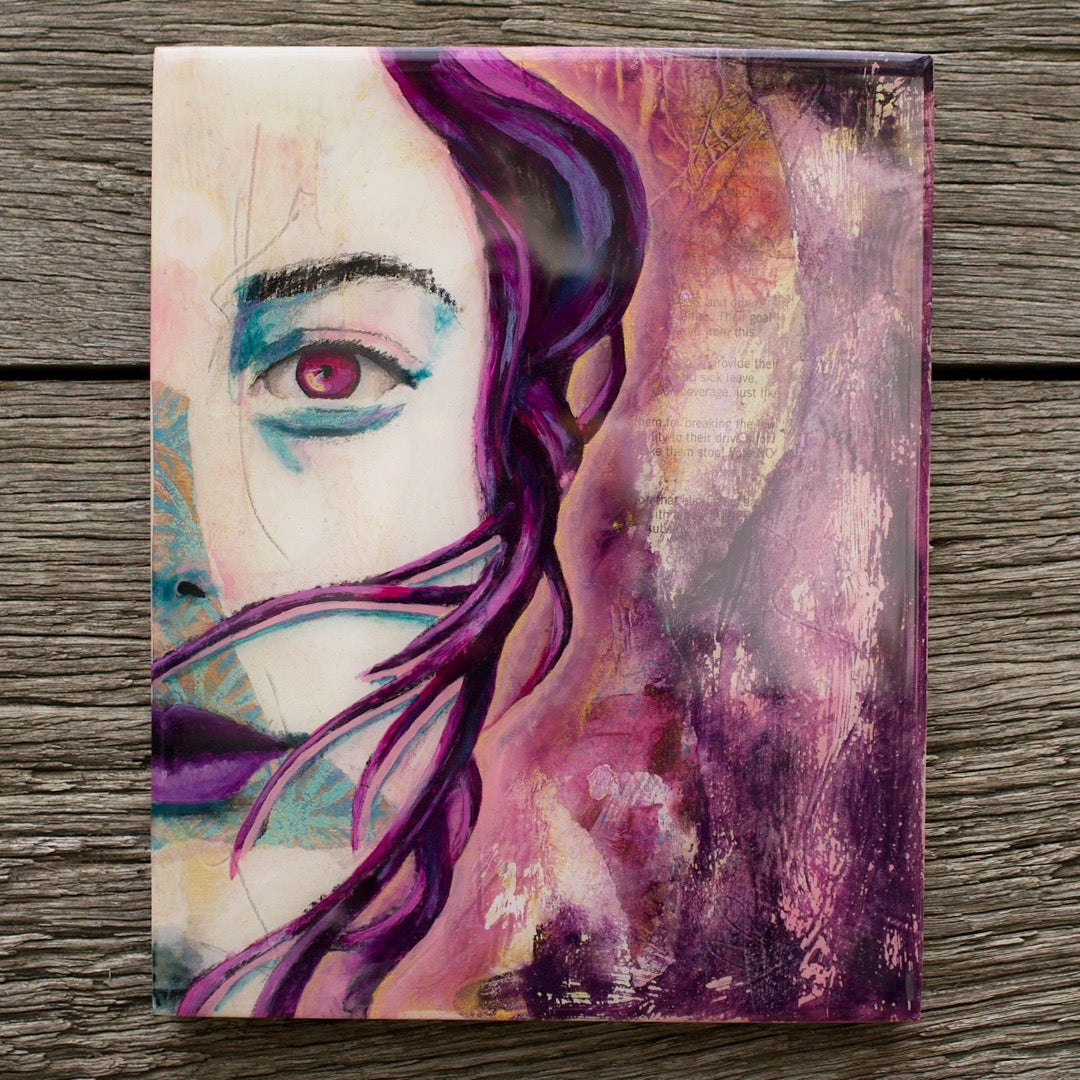 Criss Chaney, Purple Urban Pop Art,  Contemporary Mixed Media Graffiti Style Fusion, Neo-Feminist Street Art