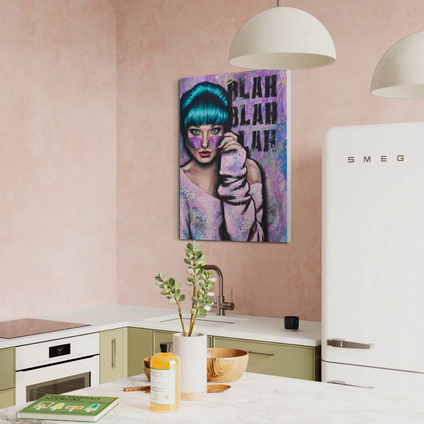 wall art australia, Canvas art prints, woman looking down over her sunglasses blah blah blah
