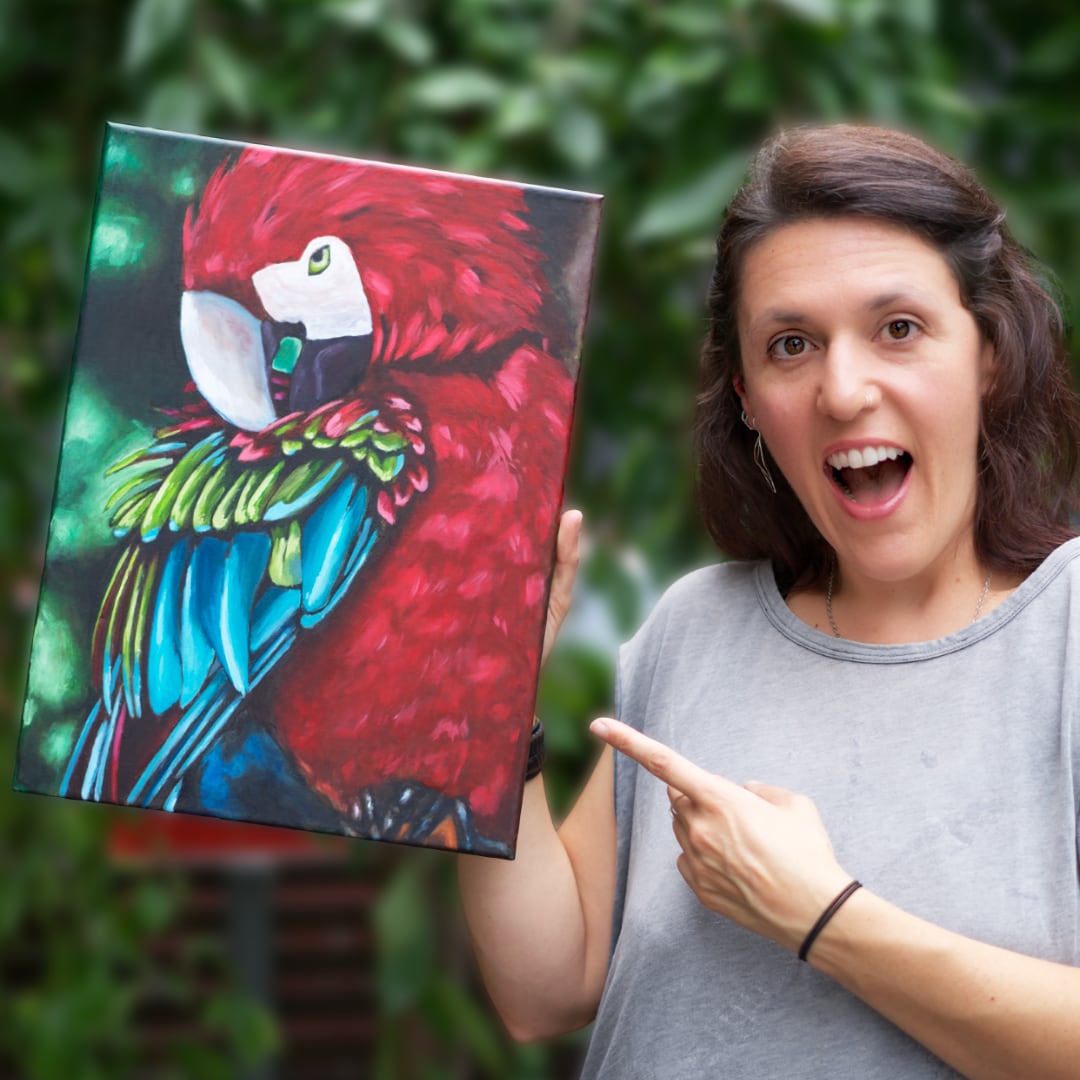 Milan Art Institute Mastery Program Review Criss Chaney traditional oil painting of a parrot