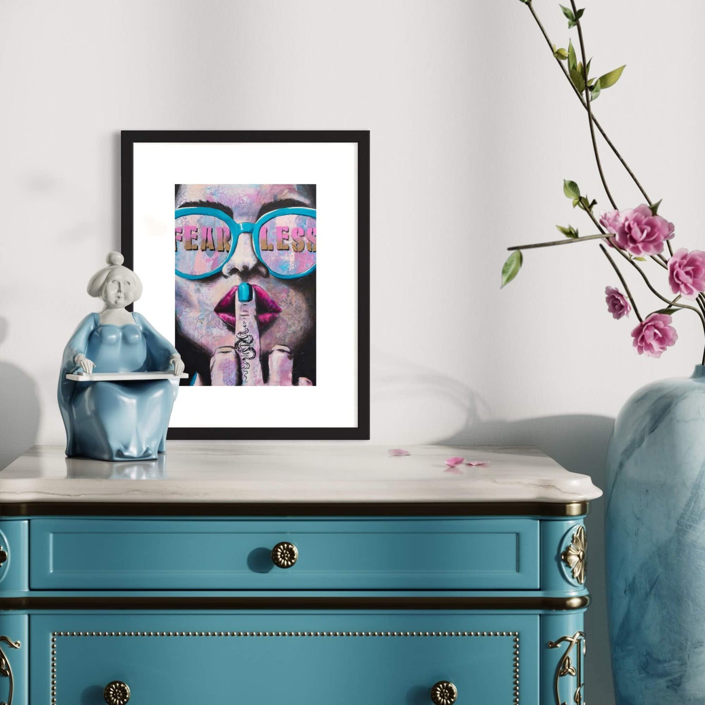 wall art australia, fear less woman wearing sunglasses