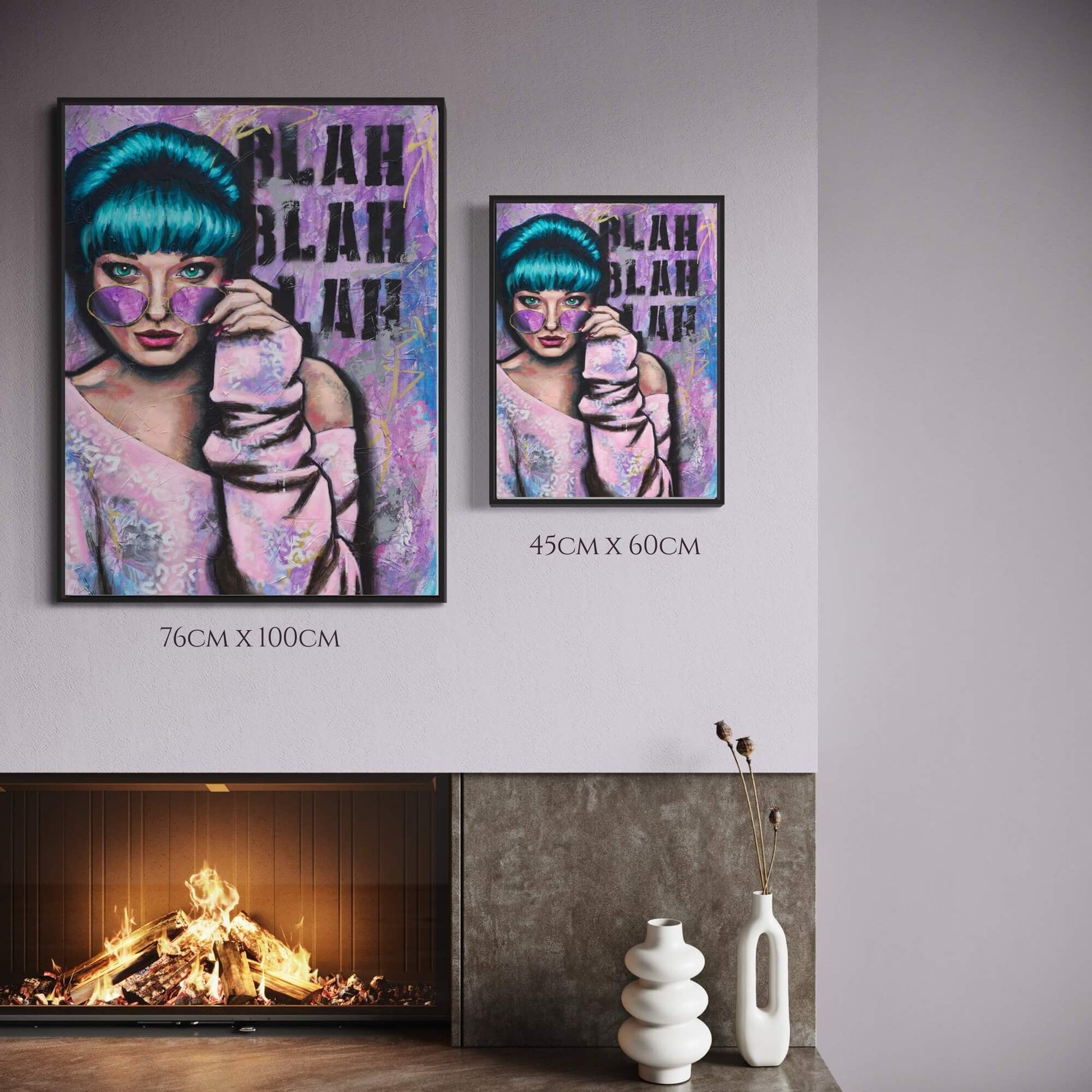 wall art australia, Canvas art prints, woman looking down over her sunglasses blah blah blah