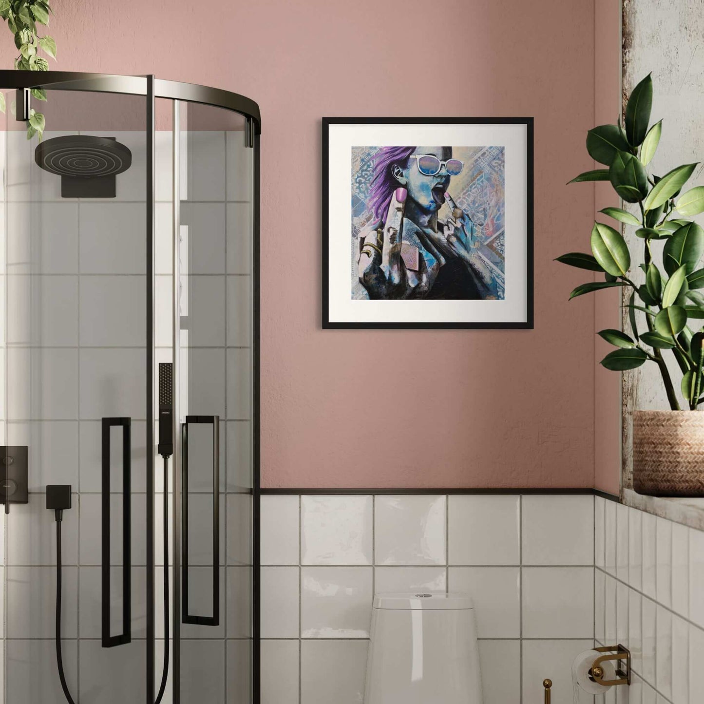 wall art australia, prints wall art blue woman flipping the bird criss chaney come hither