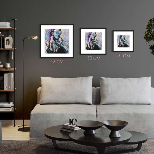 wall art australia, prints wall art blue woman flipping the bird criss chaney come hither