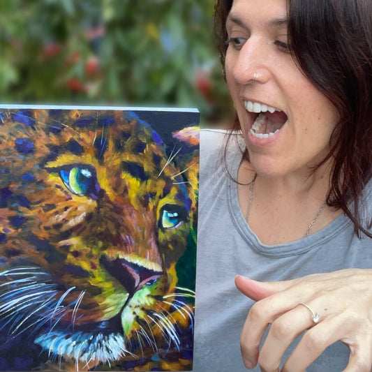 Milan Art Institute Mastery Program Review Criss Chaney optical colour mixing of cheetah painting
