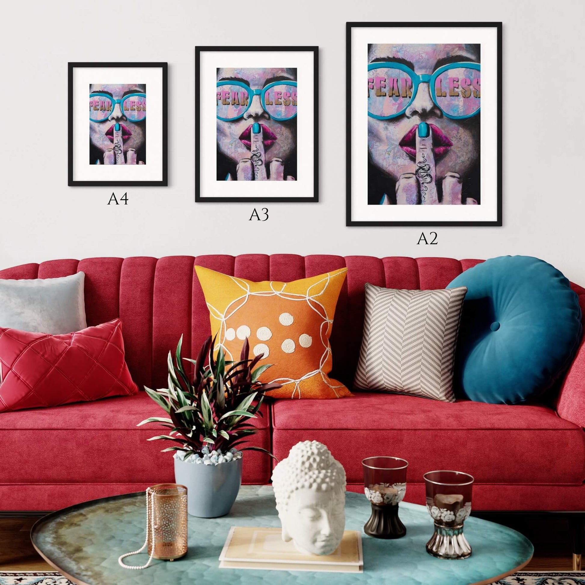 wall art australia, fear less woman wearing sunglasses