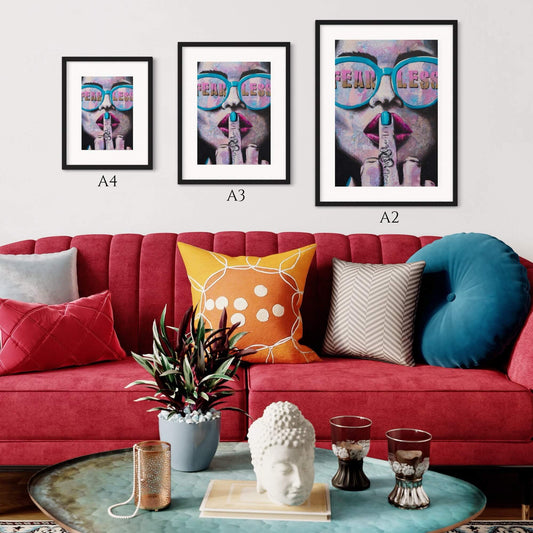 wall art australia, fear less woman wearing sunglasses