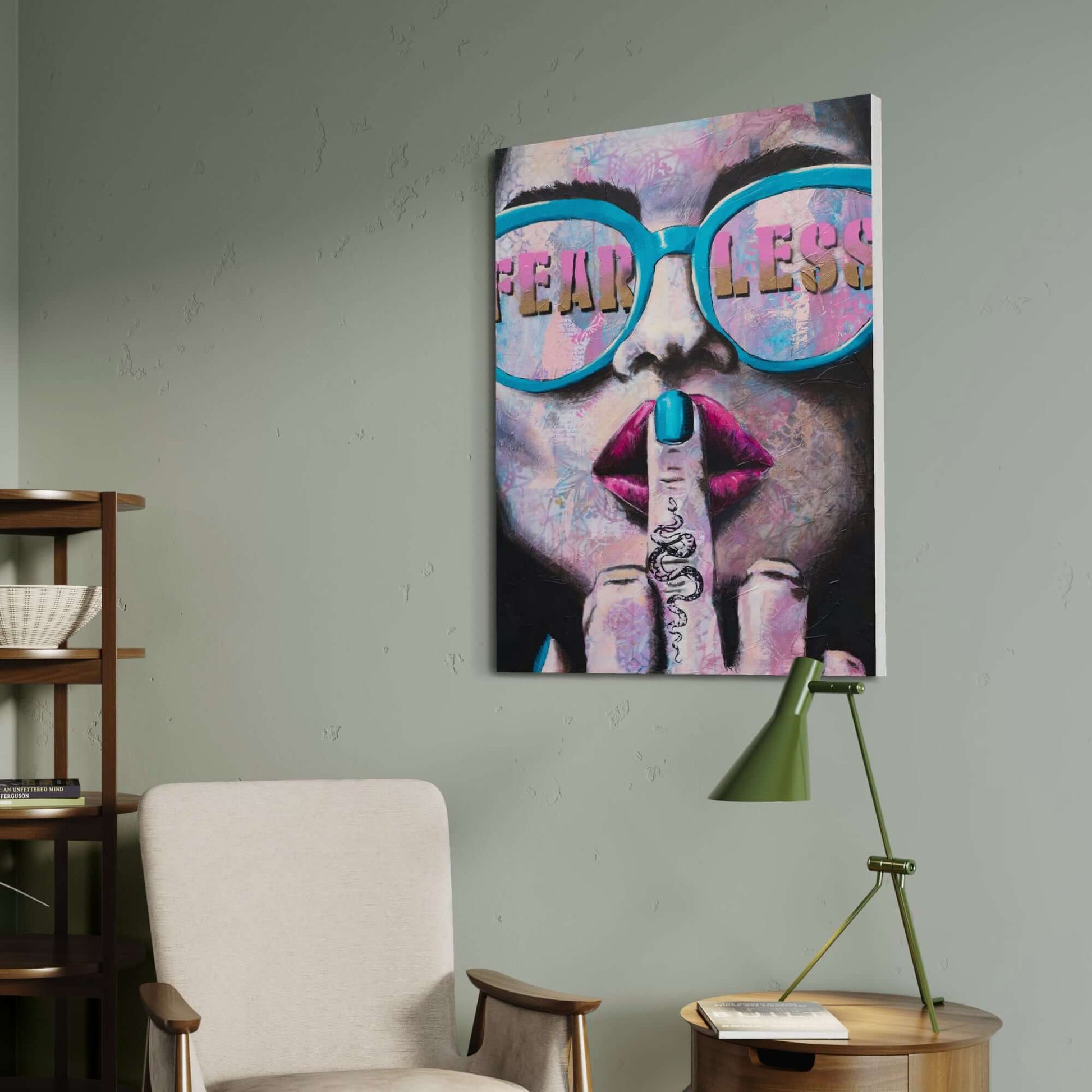 canvas art print, wall art australia, fear less woman wearing sunglasses