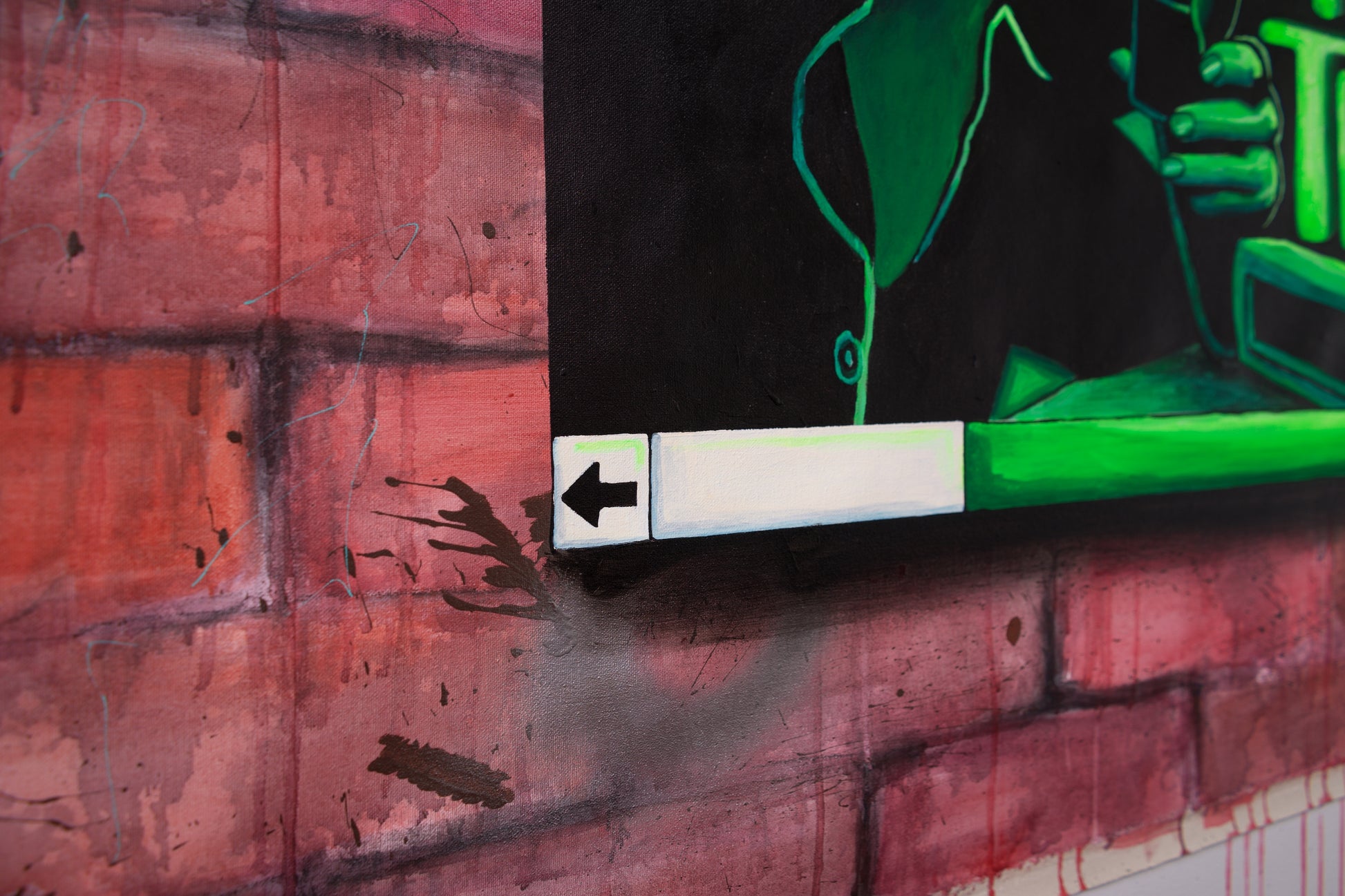 artists in melbourne street art people work Neon Green, Black and Red - 48" x 60" Painting art online