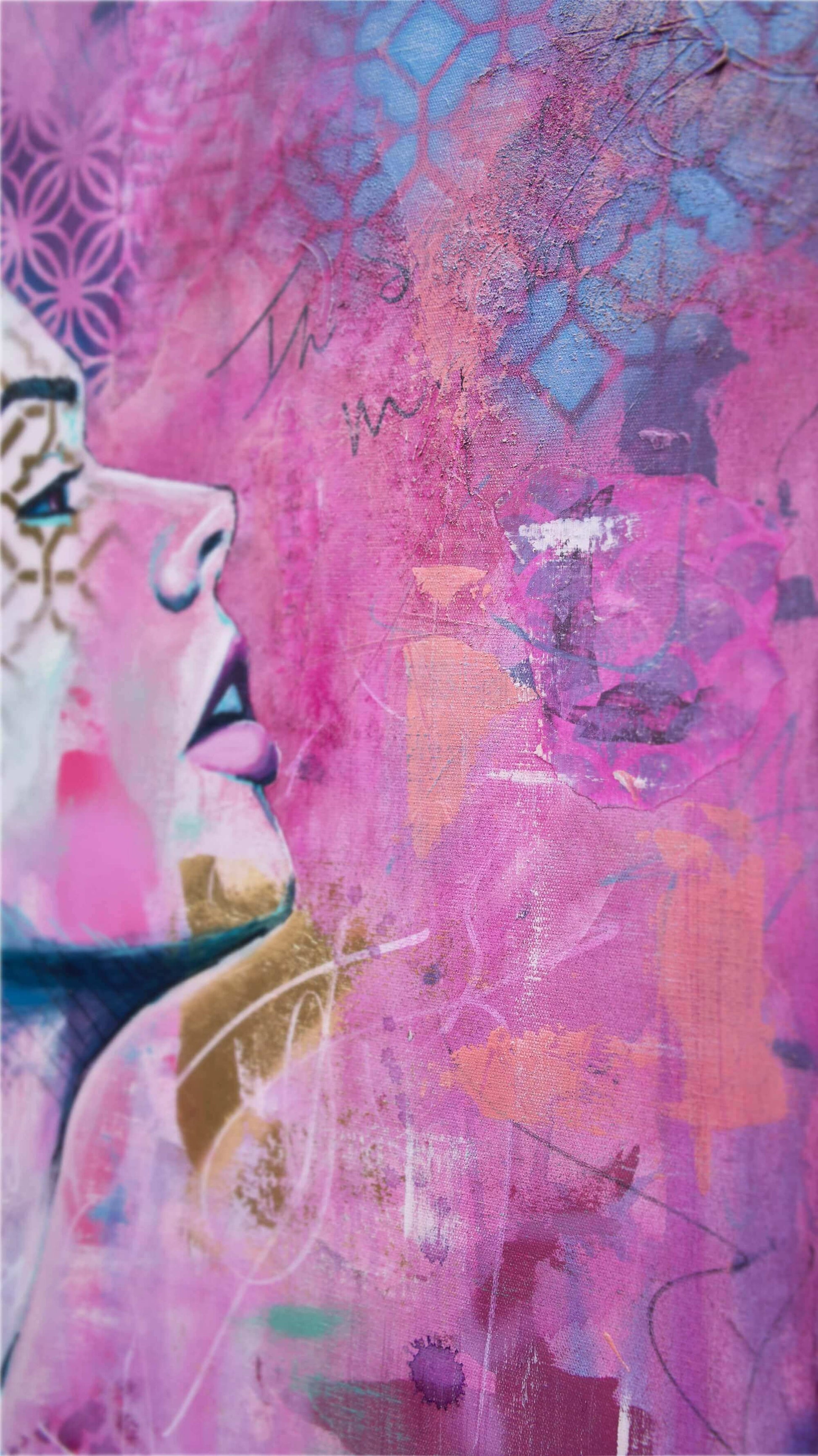 artworks for sale art in melbourne street art style portrait pink woman