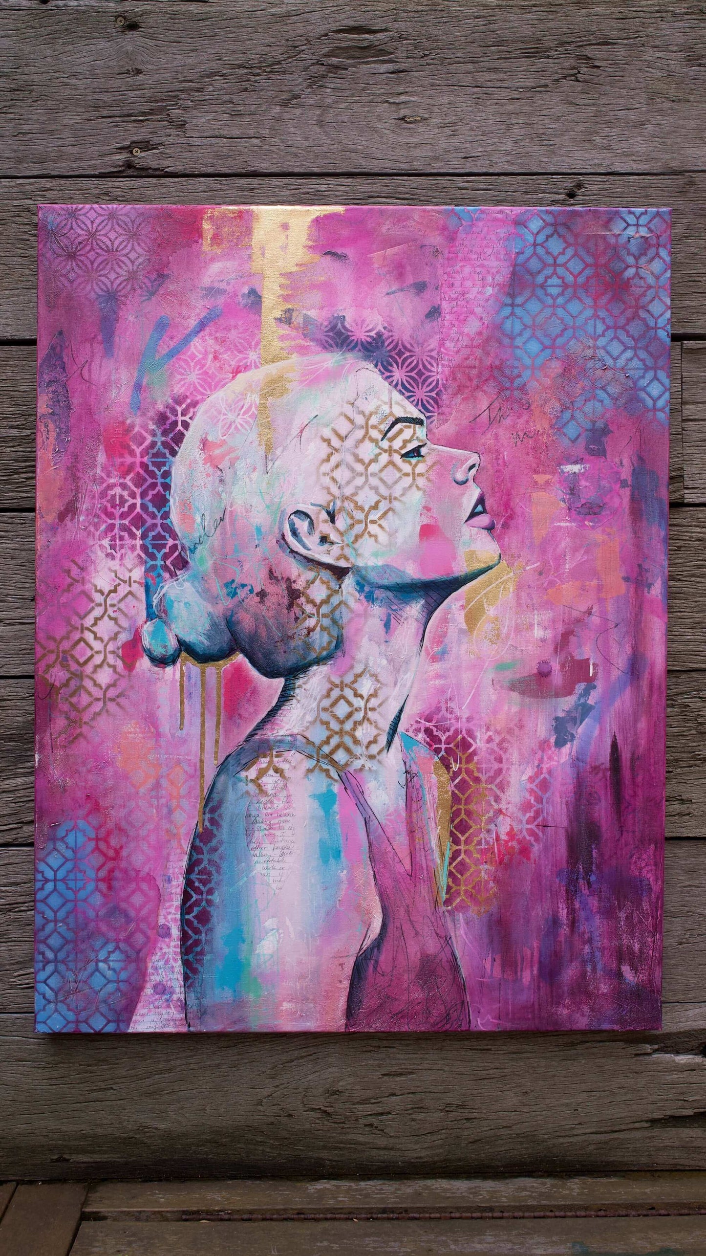 artworks for sale art in melbourne street art style portrait pink woman