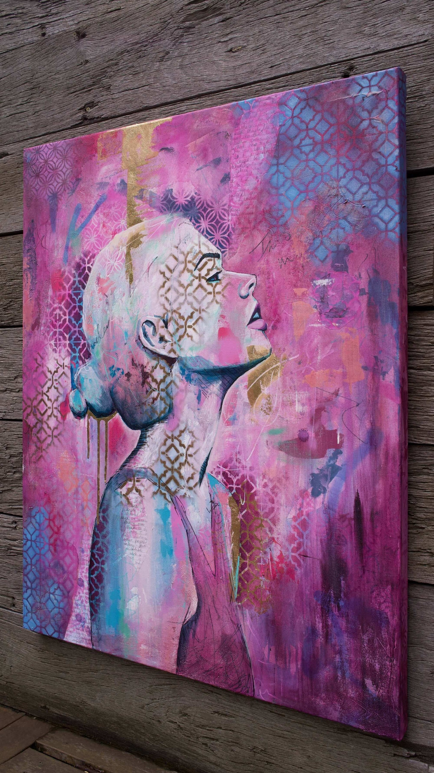 artworks for sale art in melbourne street art style portrait pink woman