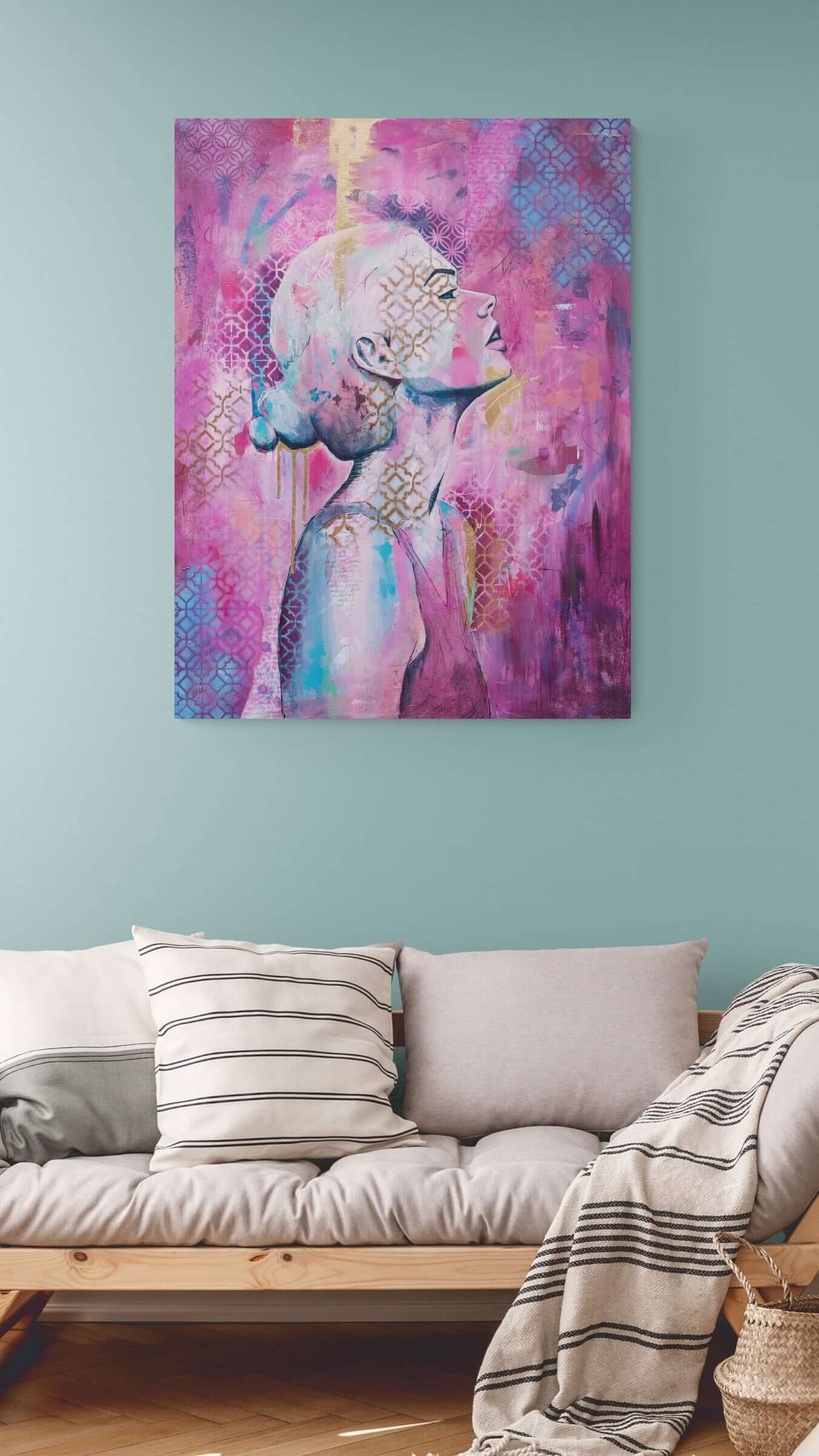 artworks for sale art in melbourne street art style portrait pink woman