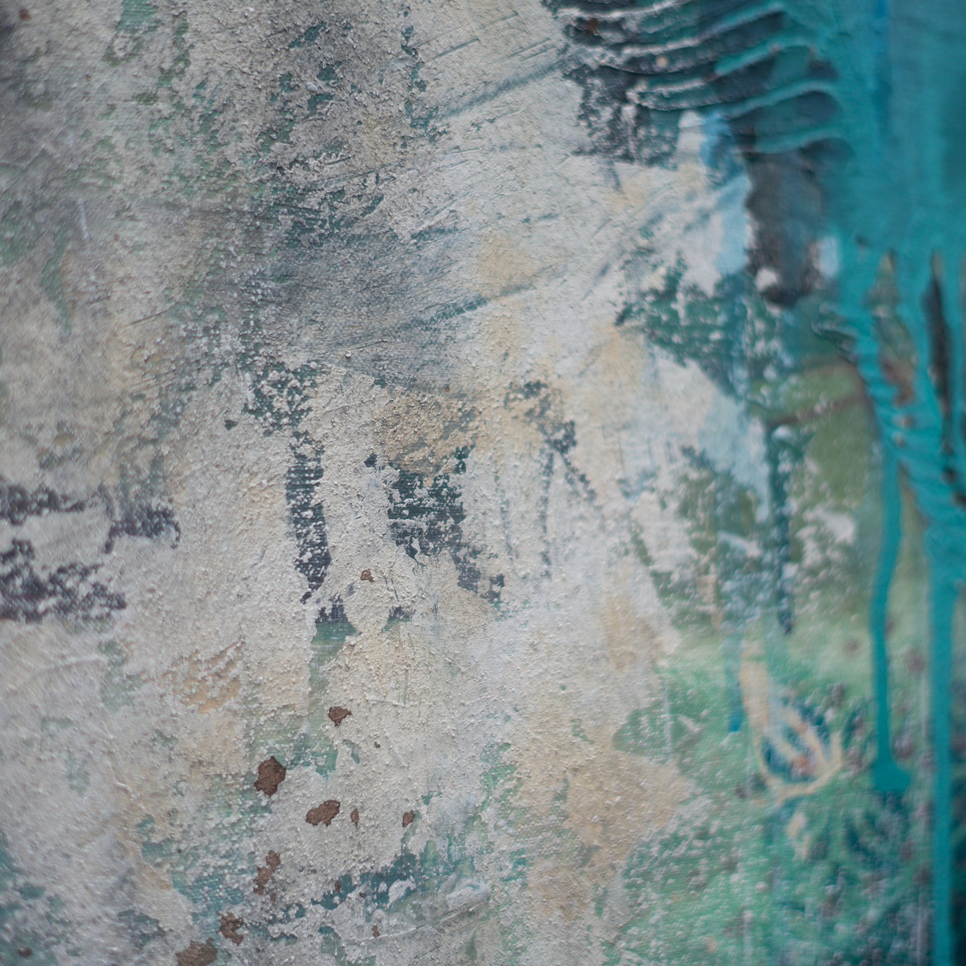 Abstract Painting Abstract Art wall painting tan and blue green with leaves Acrylic Painting, Canvas Wall Art, Blue Autumn art in melbourne