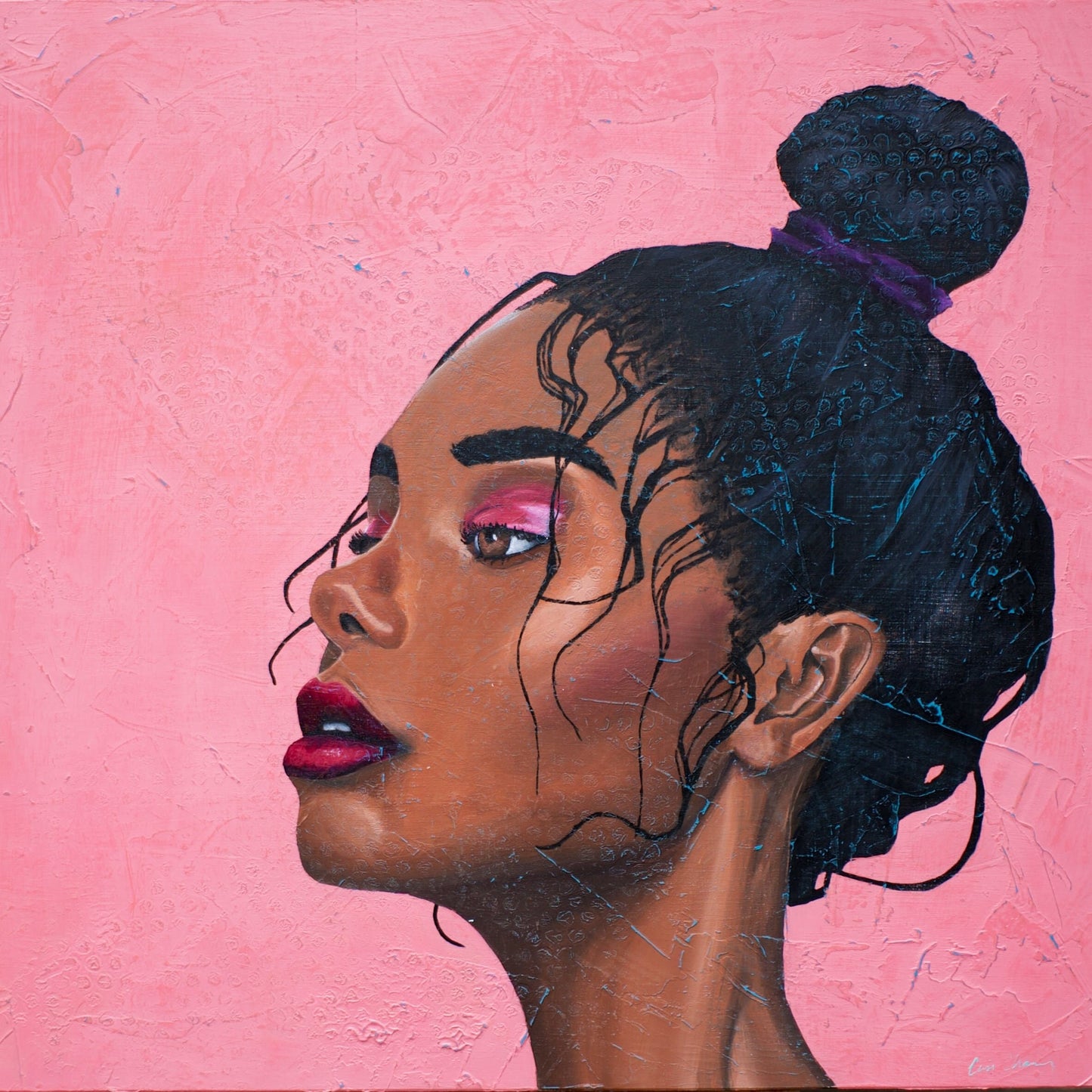 art melbourne paintings for sale portrait painting of Beautiful Black Woman on pink background melbourne wall art